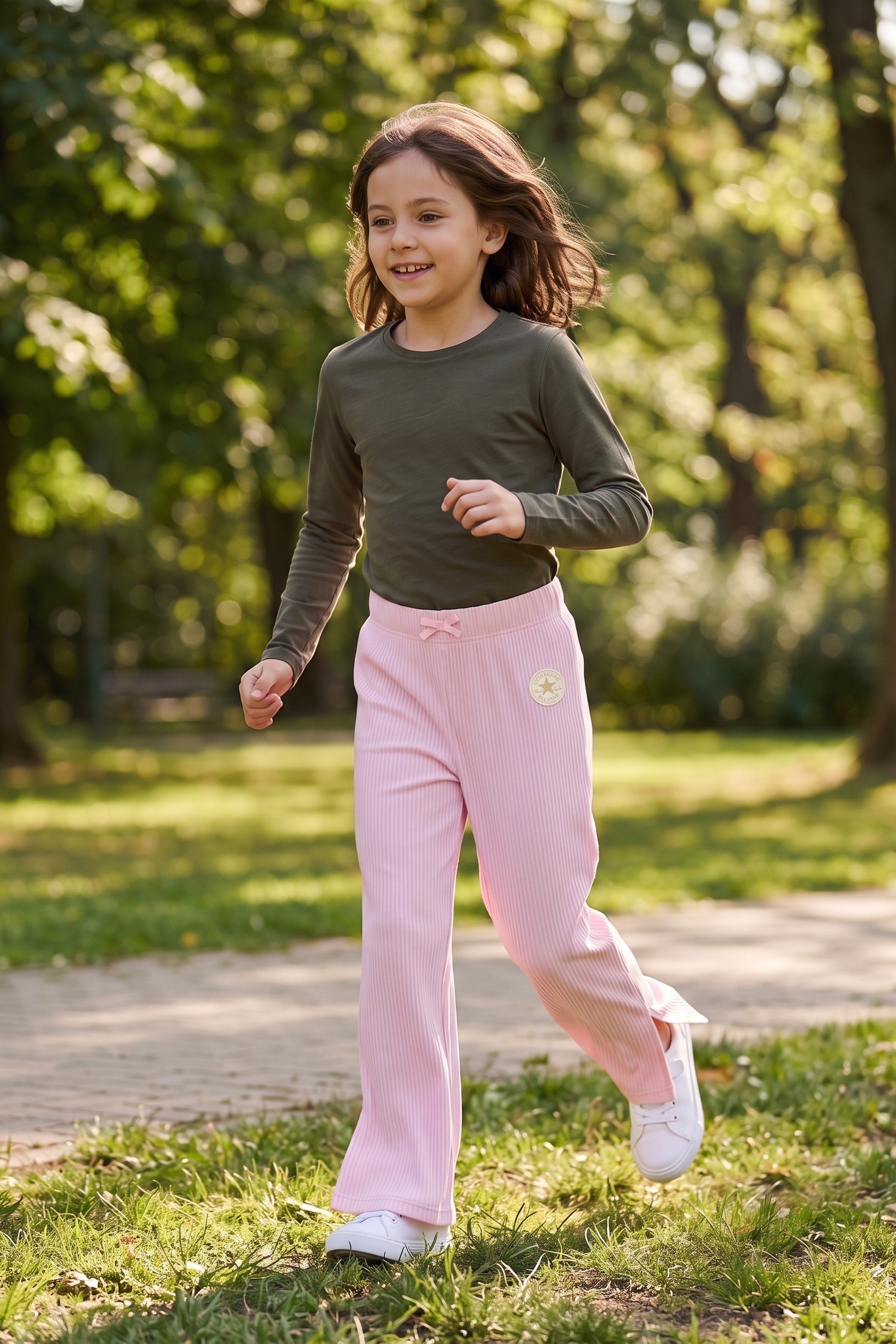 Kids Girl Sportswear Fit Outdoor Wide Leg Pants, Pink