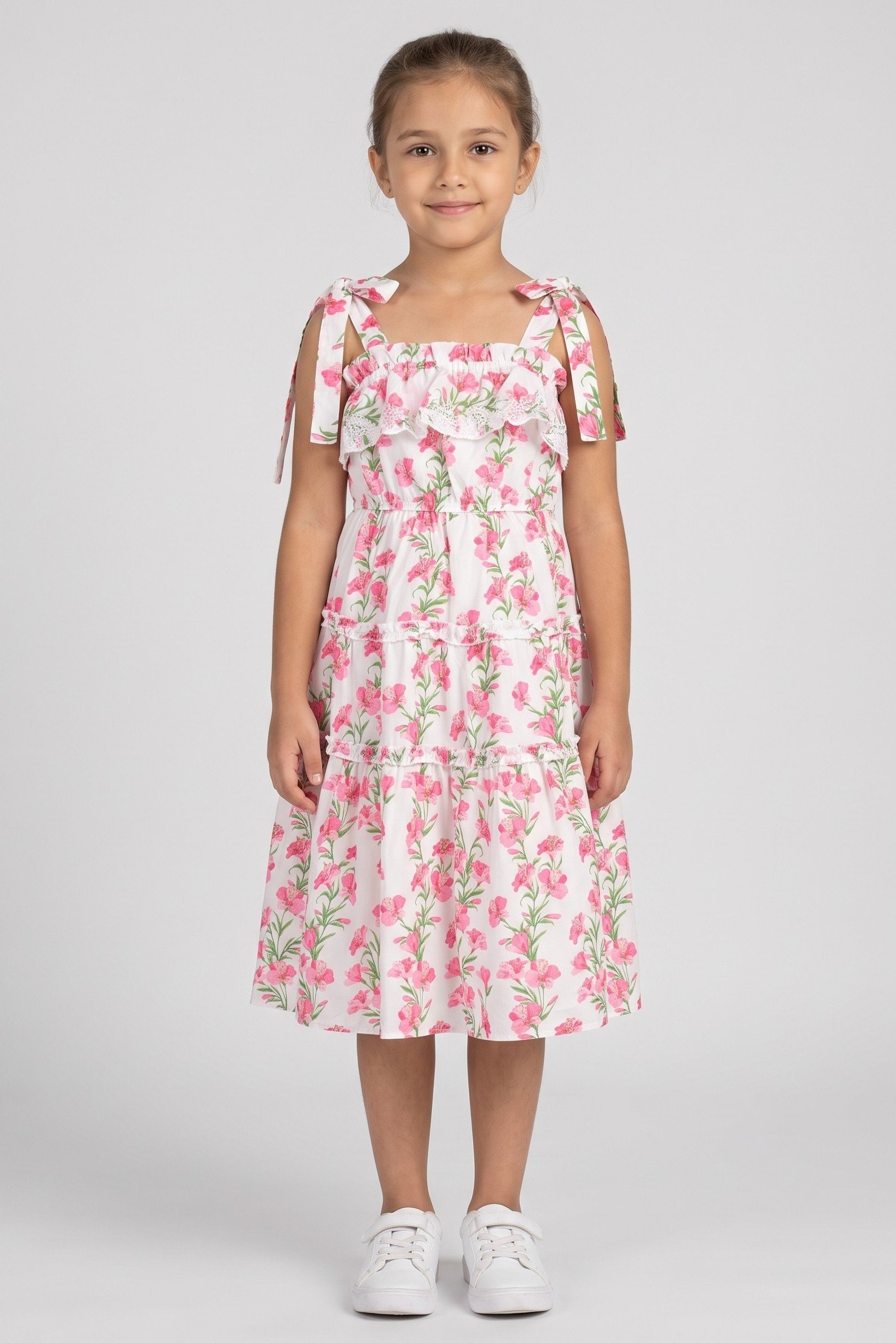 Kids Girl Floral Print Dress, Multicolor