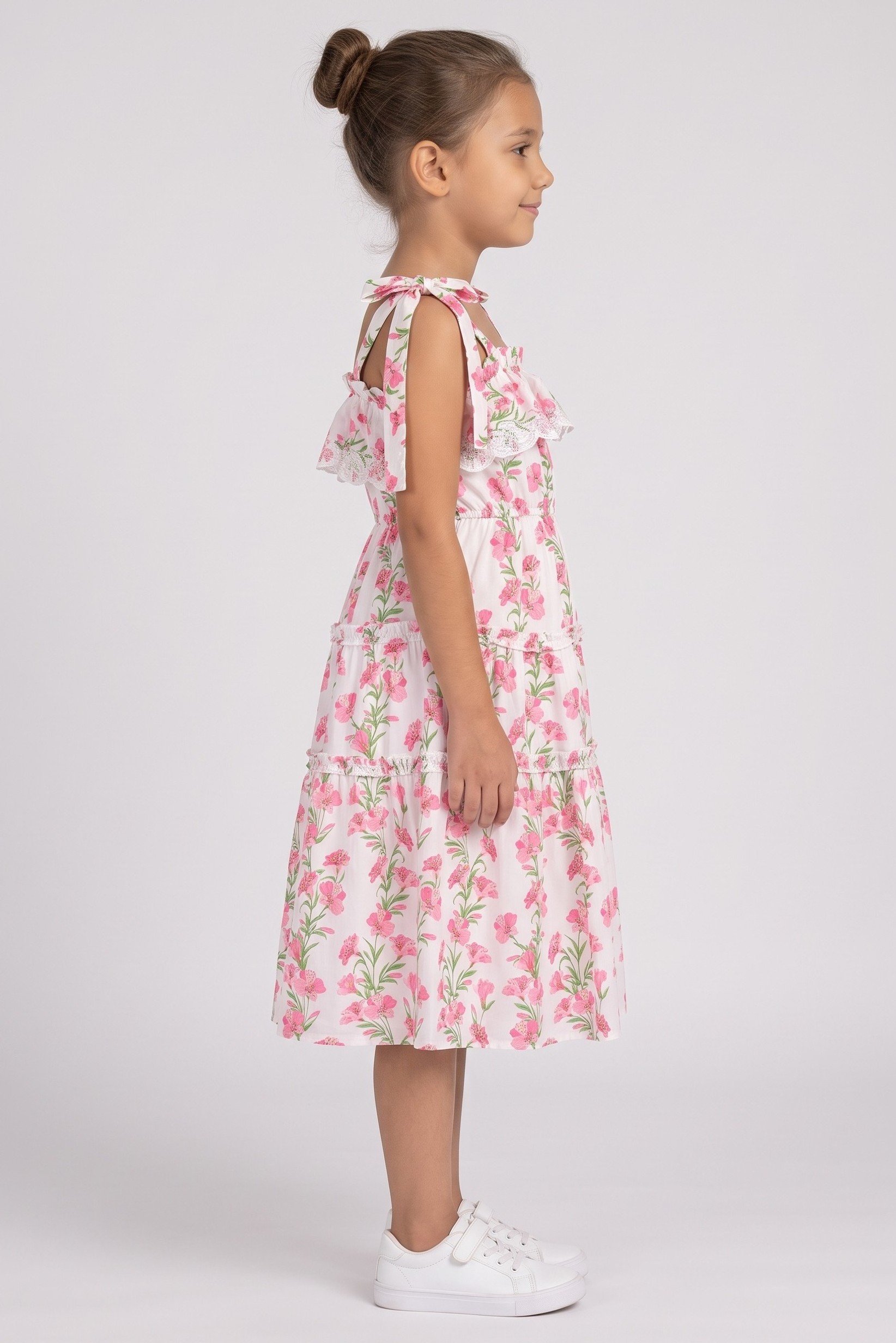 Kids Girl Floral Print Dress, Multicolor