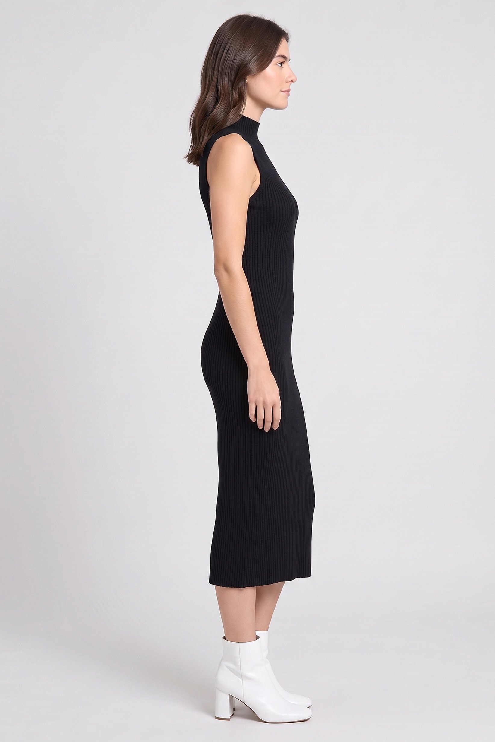 Women Ribbed Bodycon Dress, Black