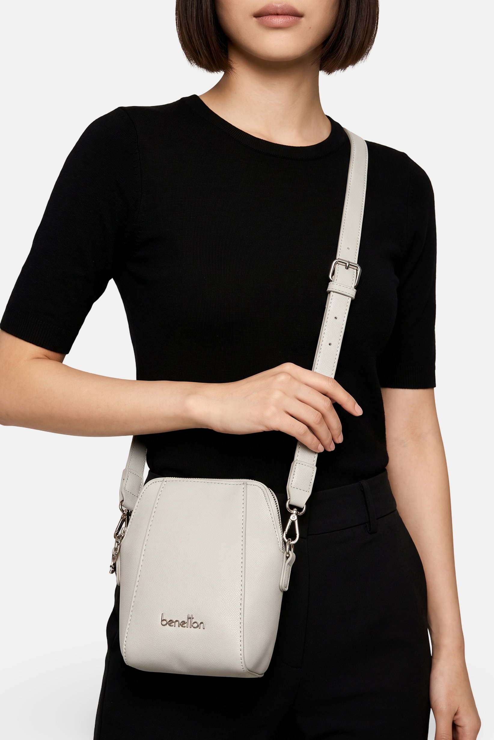 Women Brand Logo Cross Body Bag, Grey