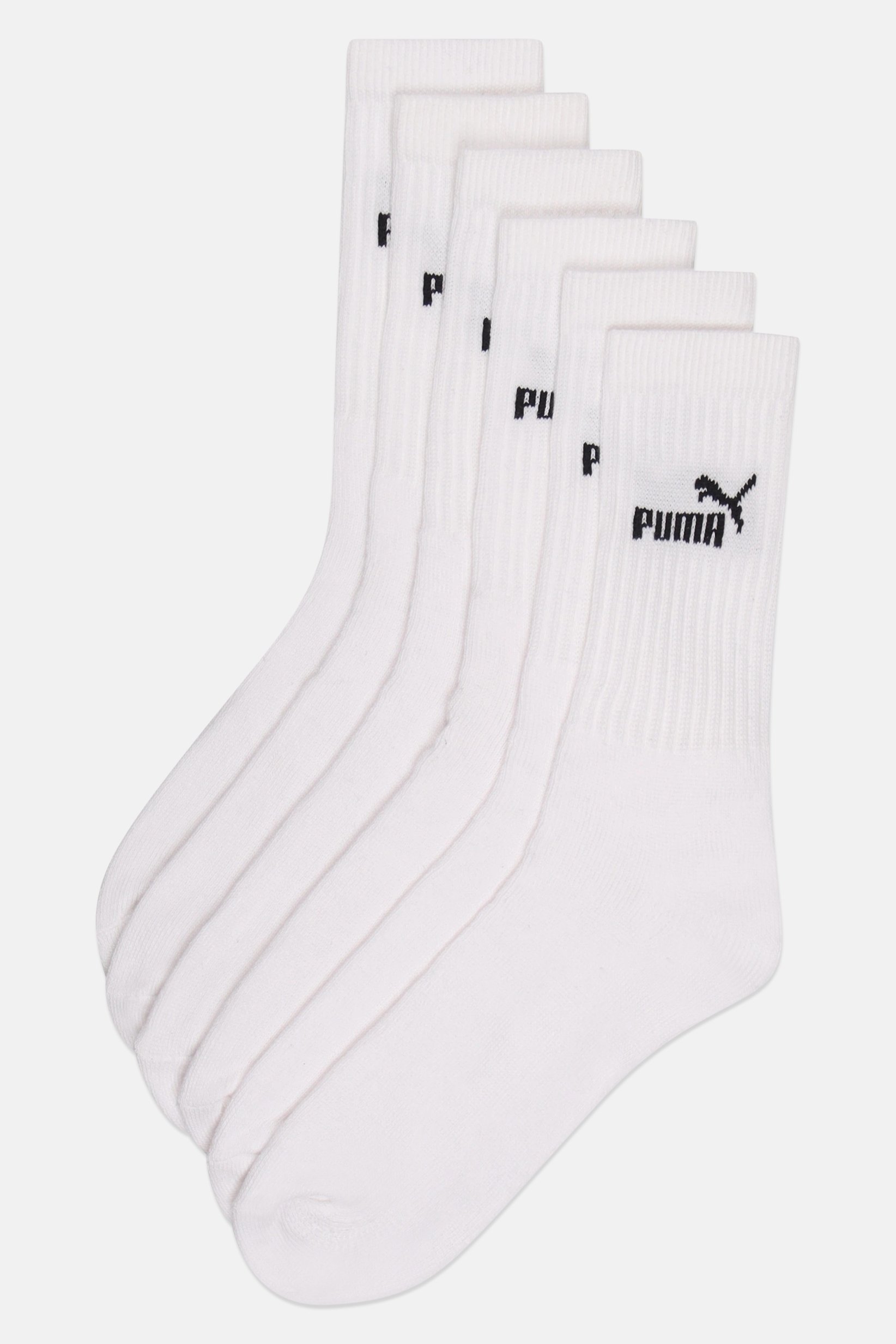 Men 6 Pairs Brand Logo High Socks, White
