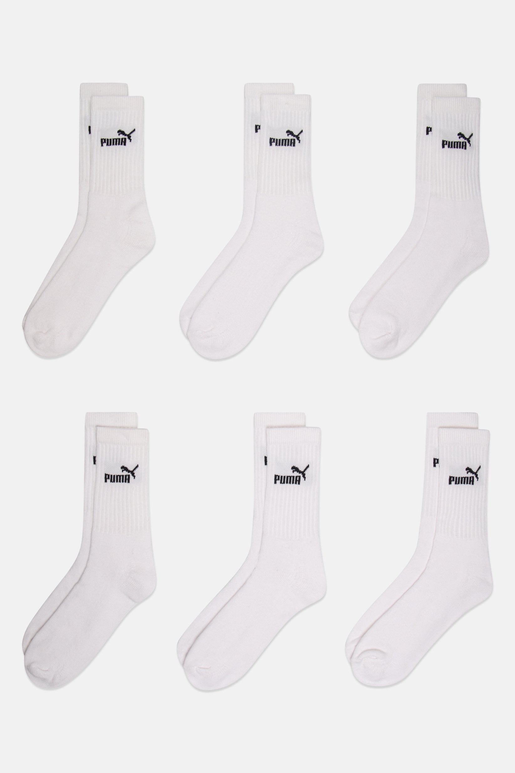 Men 6 Pairs Brand Logo High Socks, White
