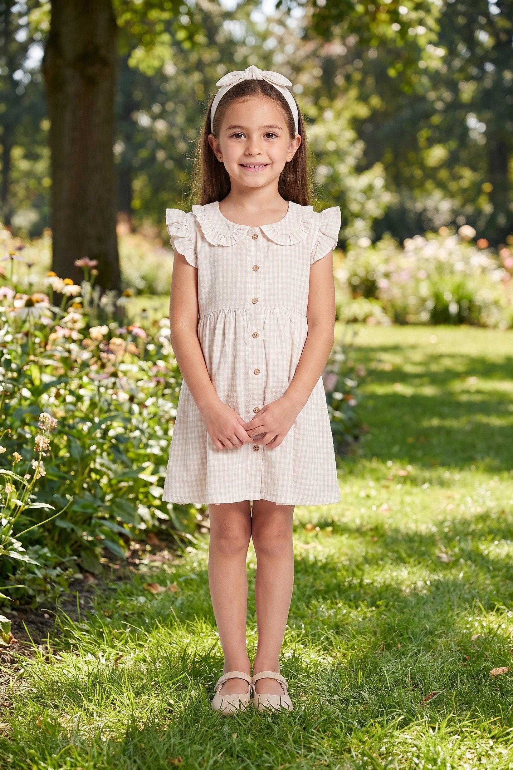 Kids Girl 2 Pcs Stripe Dress With Headband, Multicolor