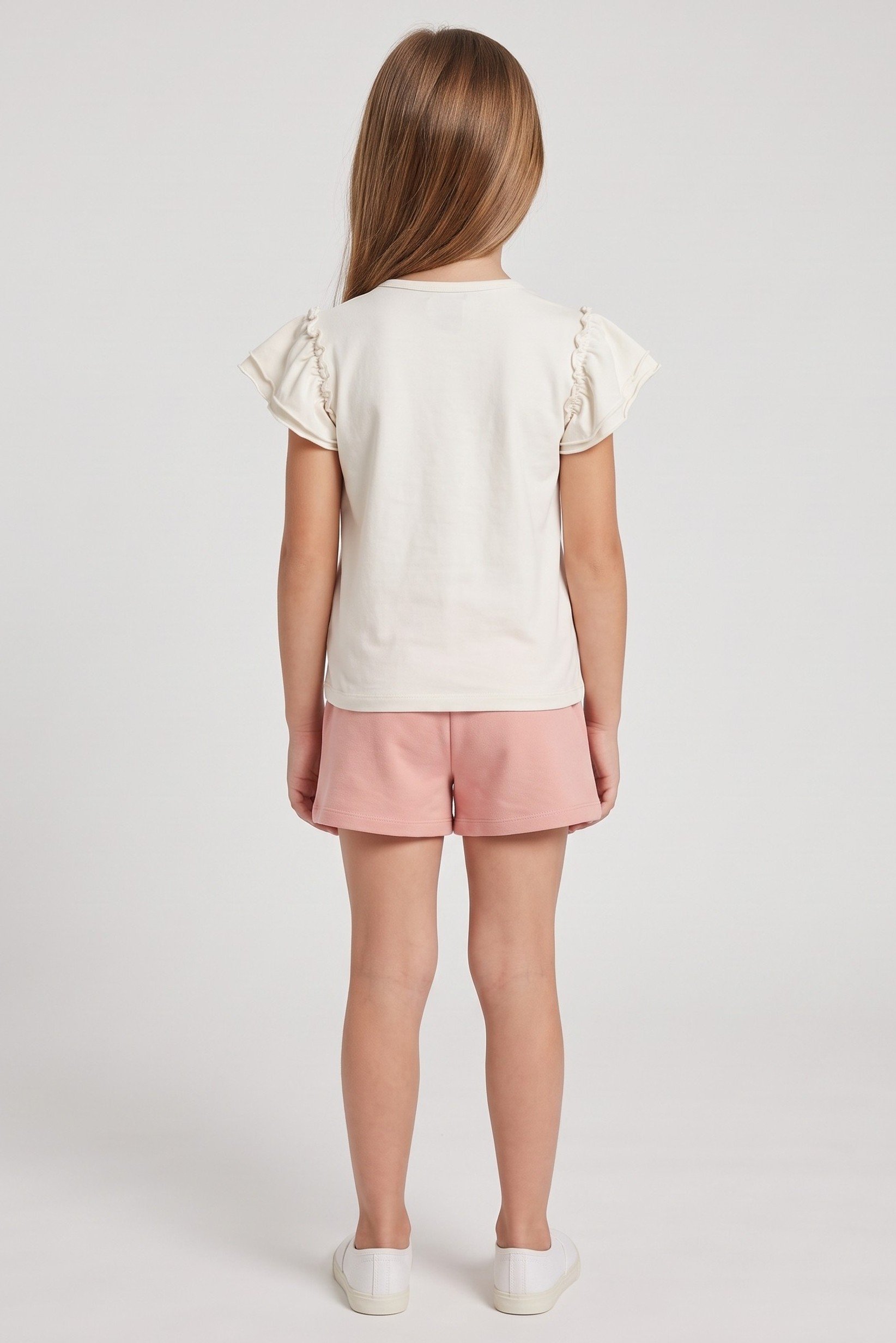 Kids Girl 2 Pieces Graphic Print Top And Shorts Set, Multicolor
