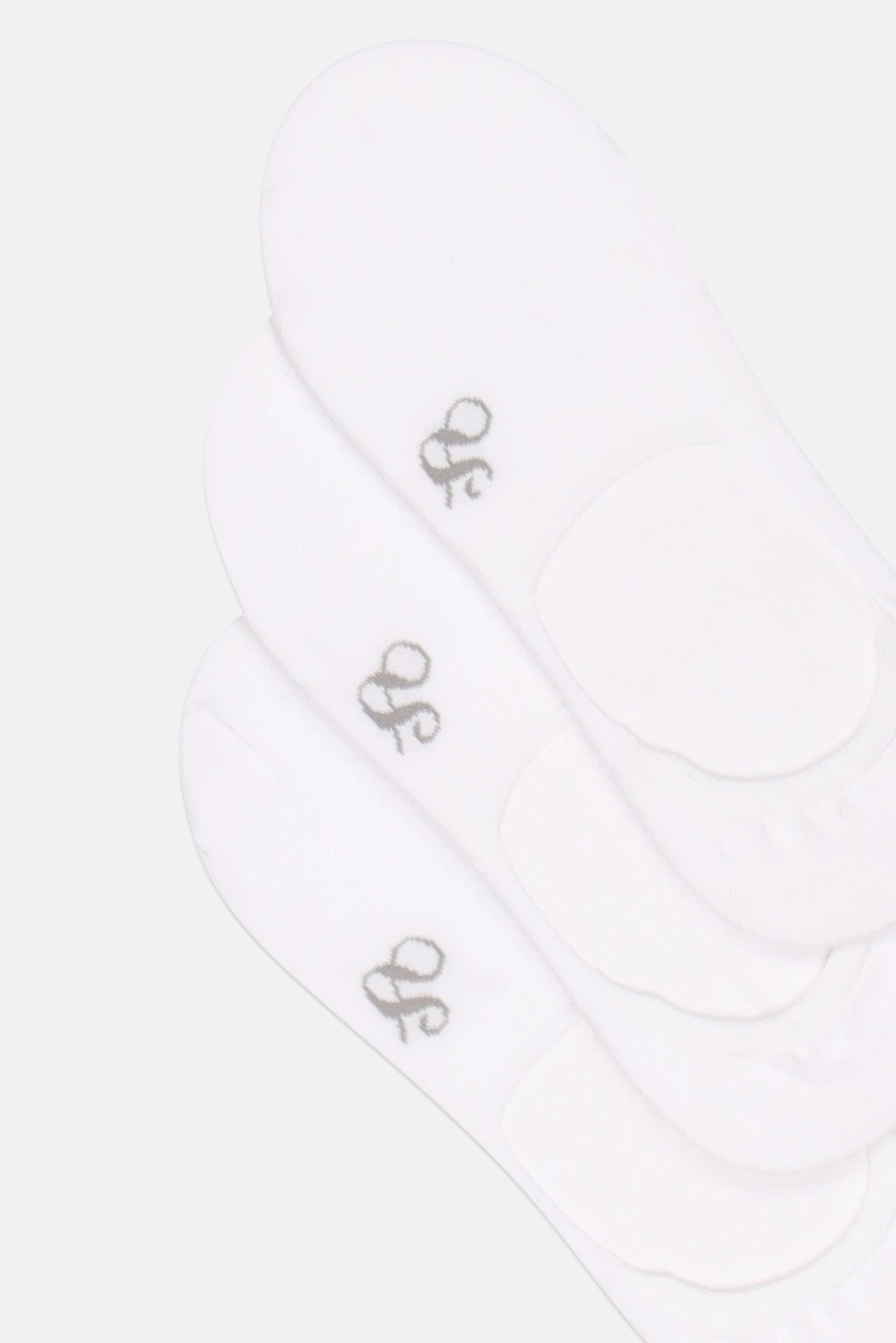 Men 3 Pairs Brand Logo Invisible Socks, White