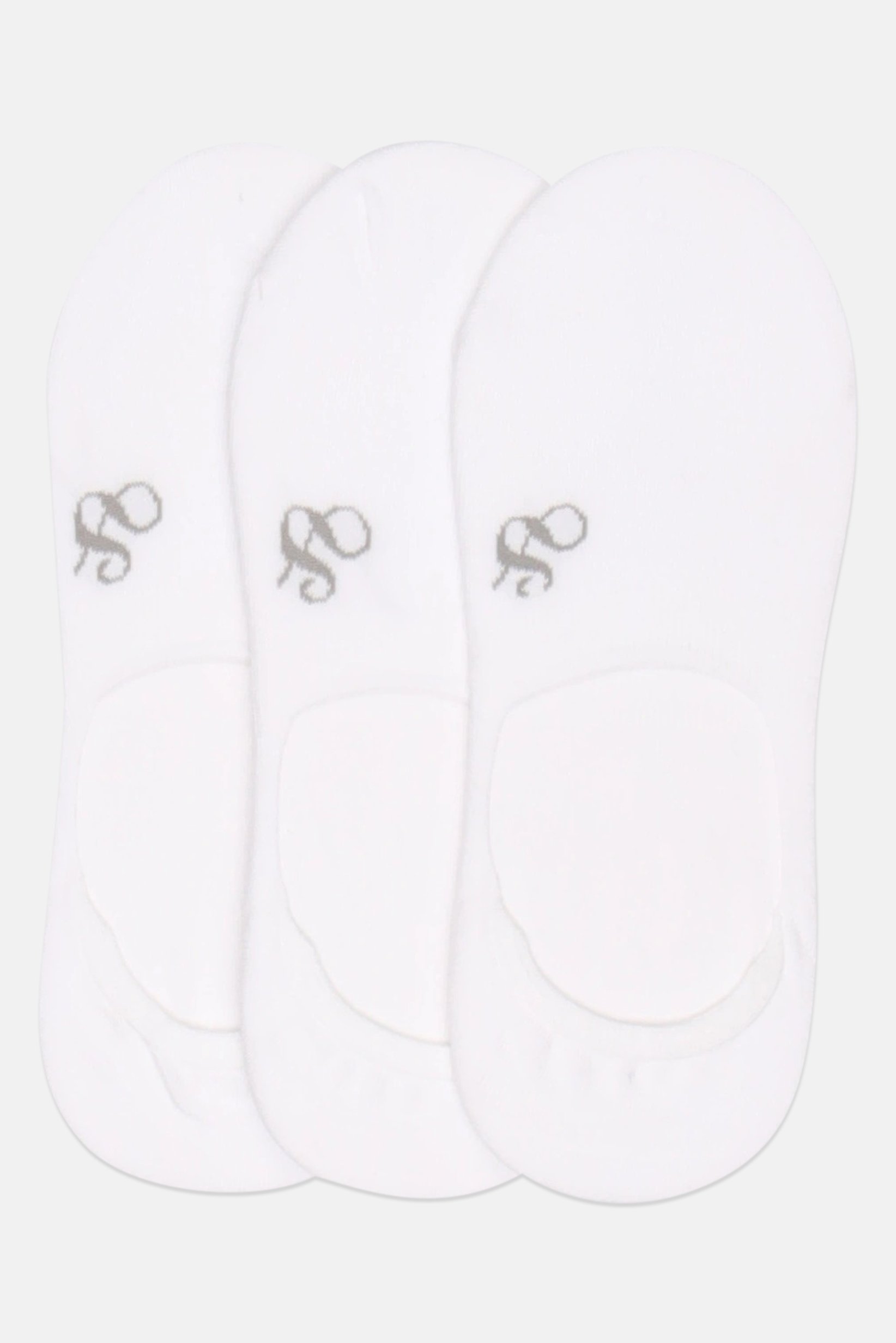 Men 3 Pairs Brand Logo Invisible Socks, White