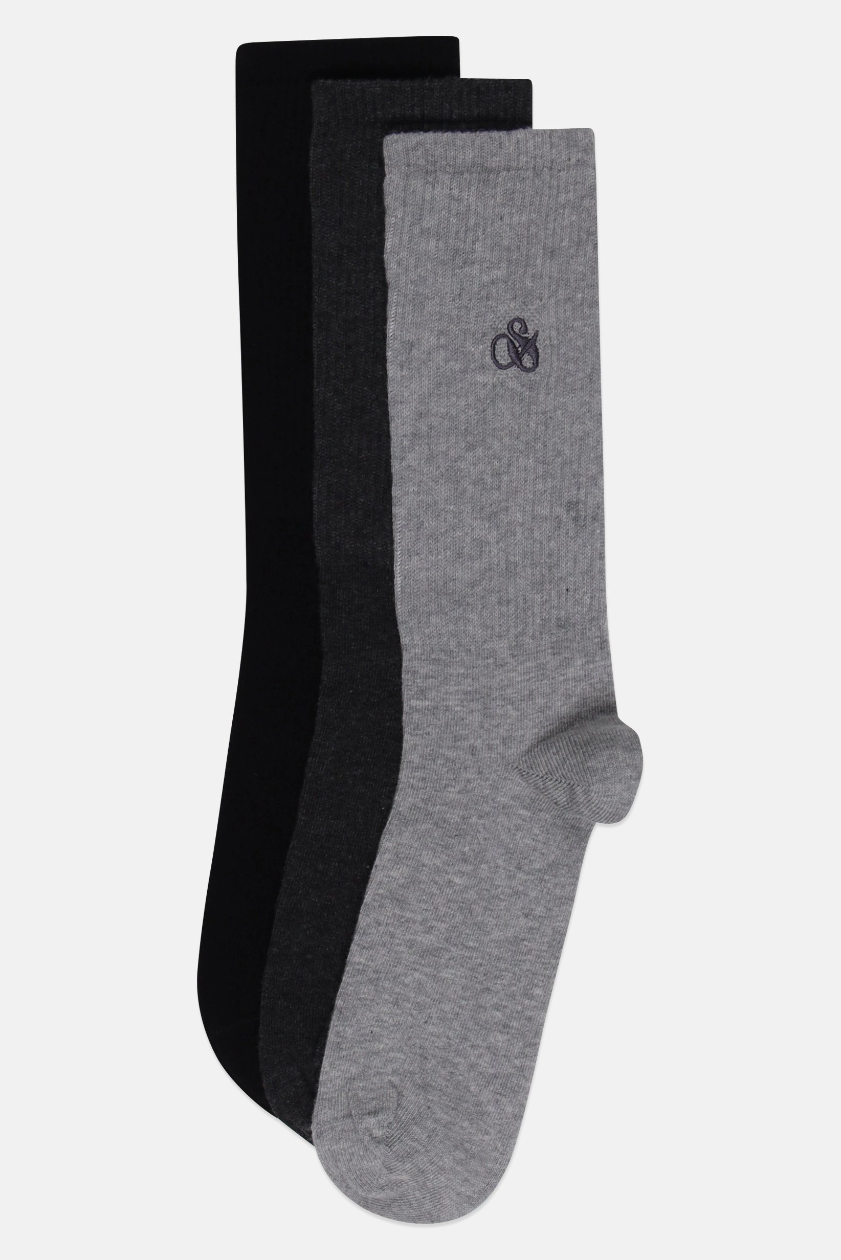 Men 3 Pairs Embroidered Logo Crew Socks, Multicolor