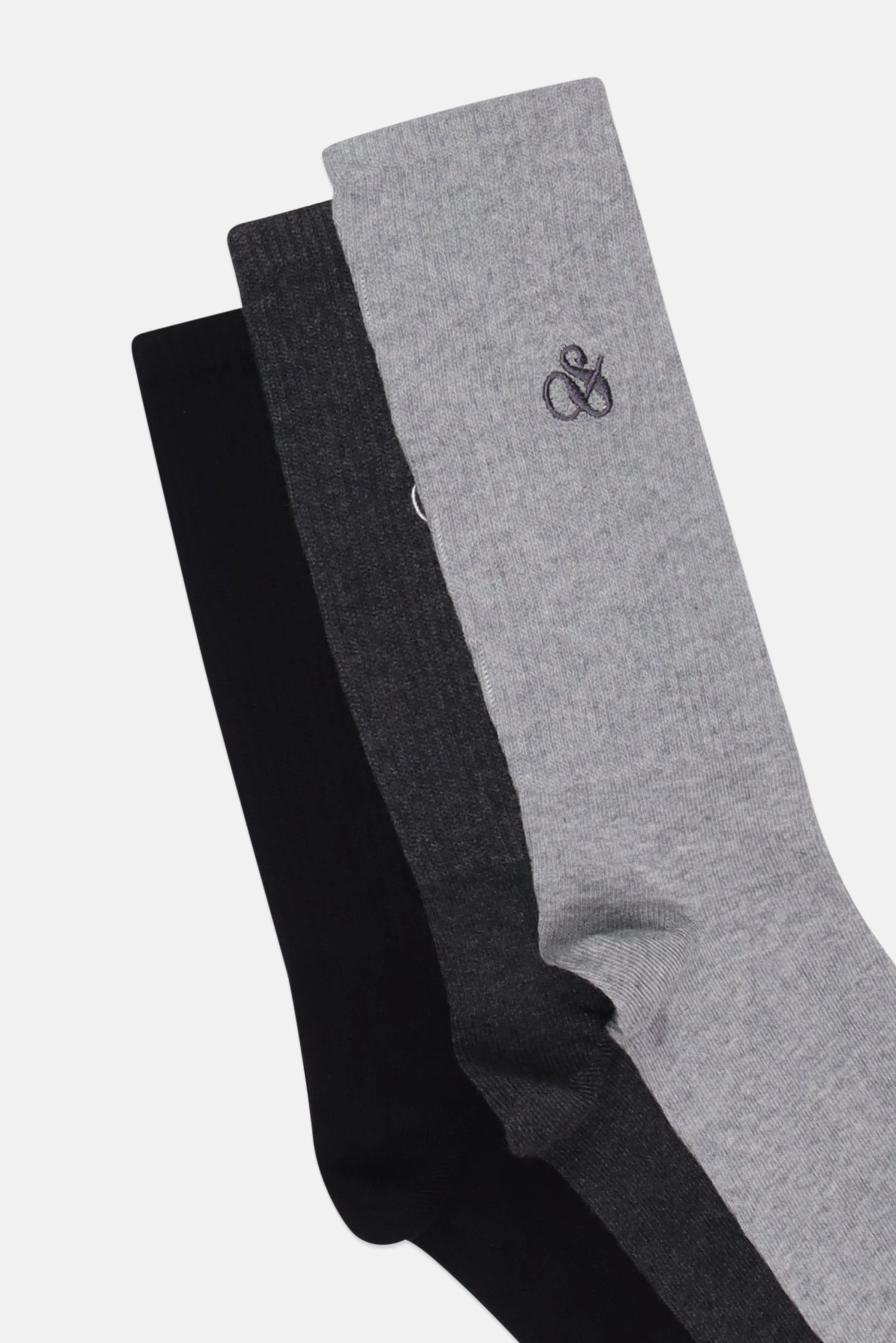 Men 3 Pairs Embroidered Logo Crew Socks, Multicolor