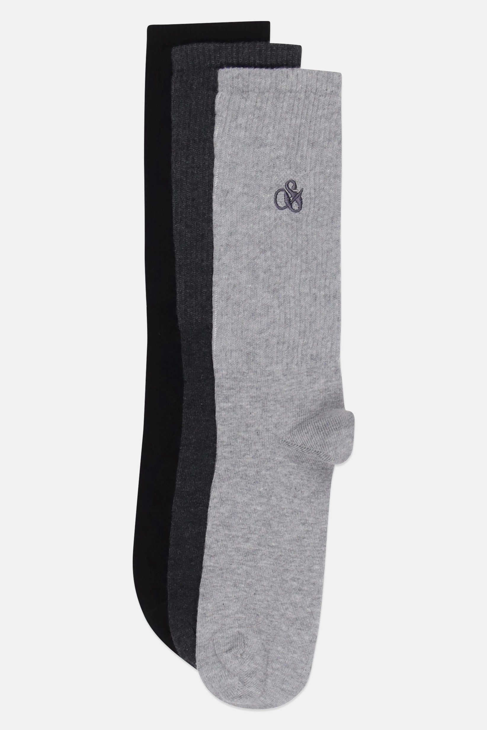 Men 3 Pairs Embroidered Logo Crew Socks, Multicolor