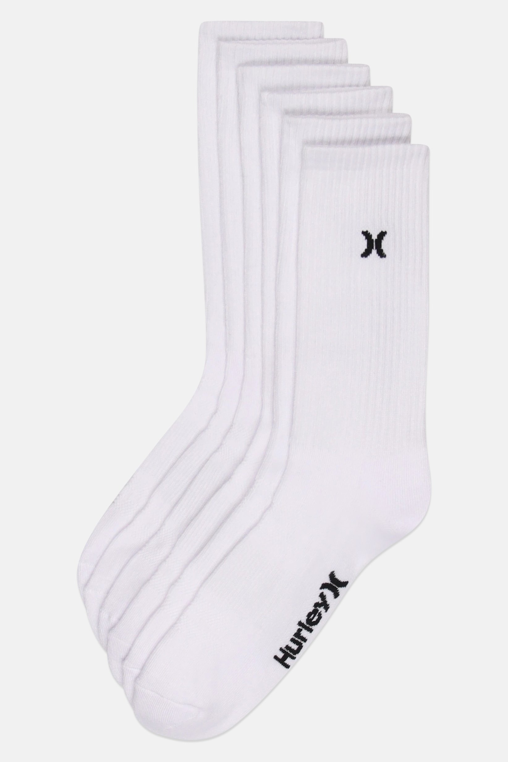 Men 6 Pairs Embroidered Logo Crew Socks, White