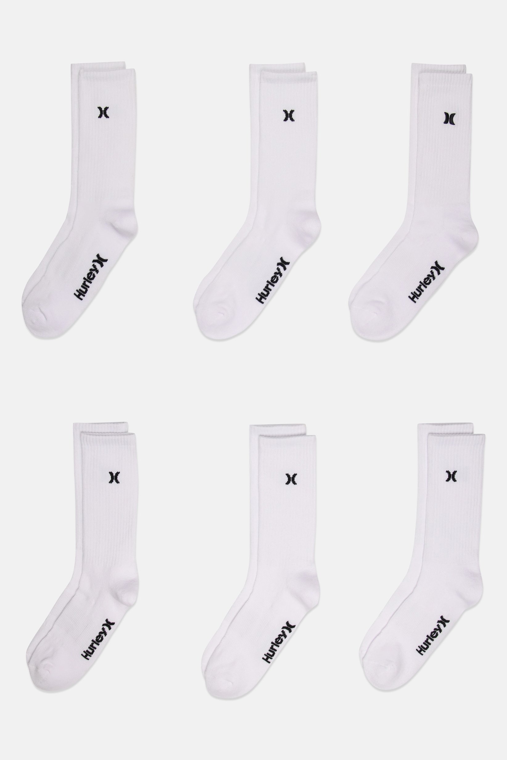 Men 6 Pairs Embroidered Logo Crew Socks, White