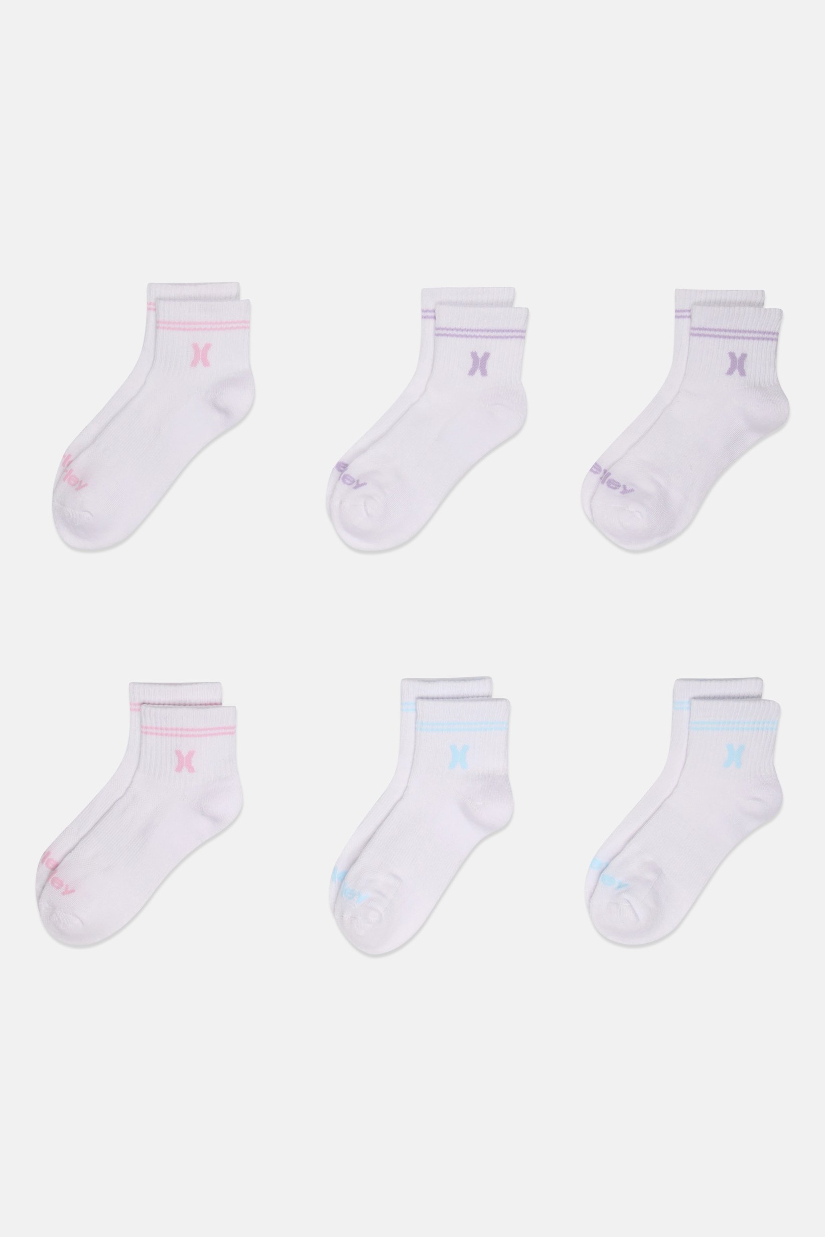 Women 6 Pairs Brand Logo Crew Socks, White