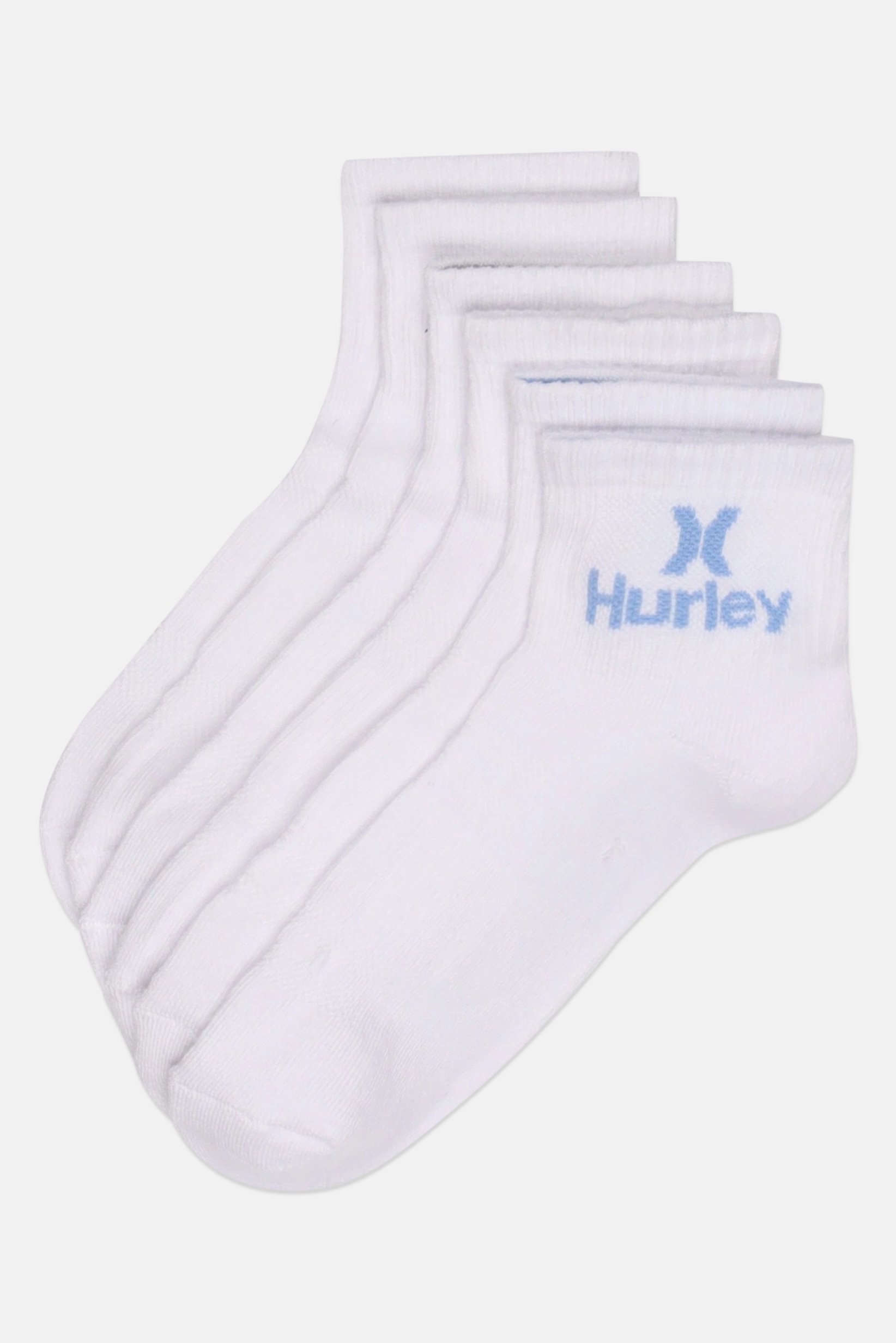 Men 6 Pairs Brand Logo Quarter Crew Socks, White