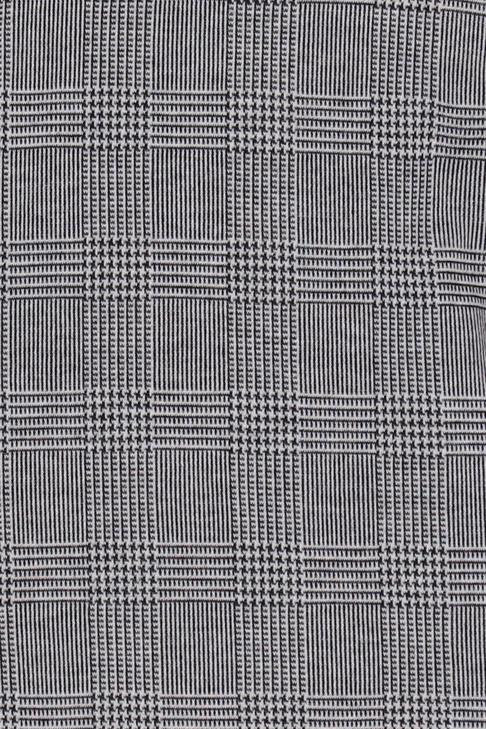 Women Round Neck Plaid Short Sleeve Top, Grey