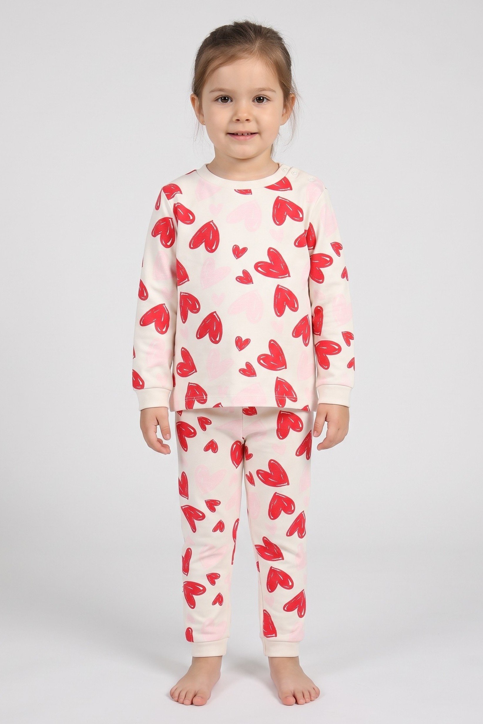 Toddlers Girl 2 Pieces Graphic Print Top And Bottom Pajama Set, Multicolor