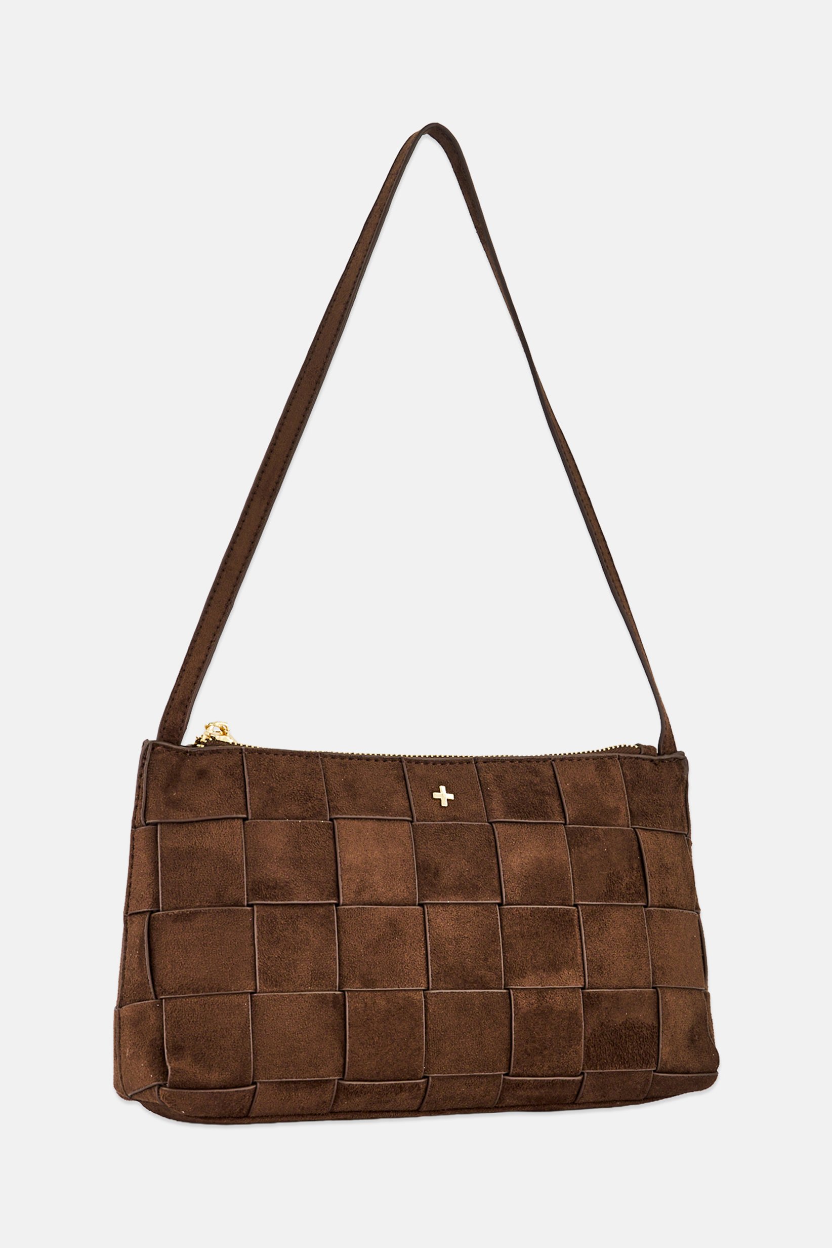 Women Faux Suede Shoulder Bag, Brown