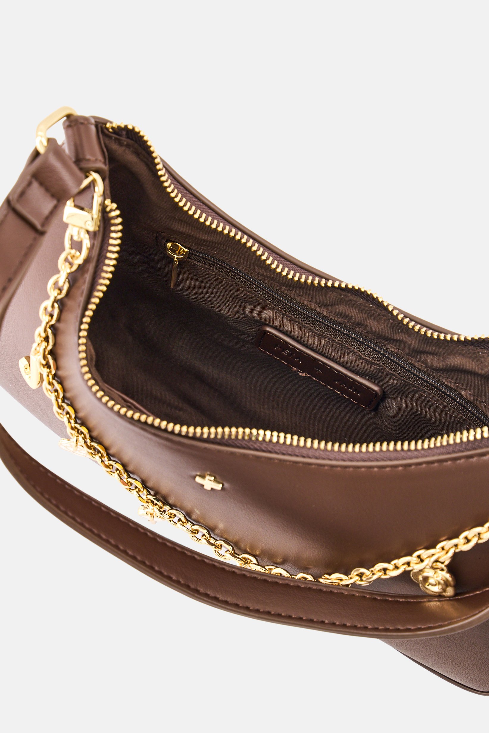 Women Brand Logo Shoulder Bag, Brown