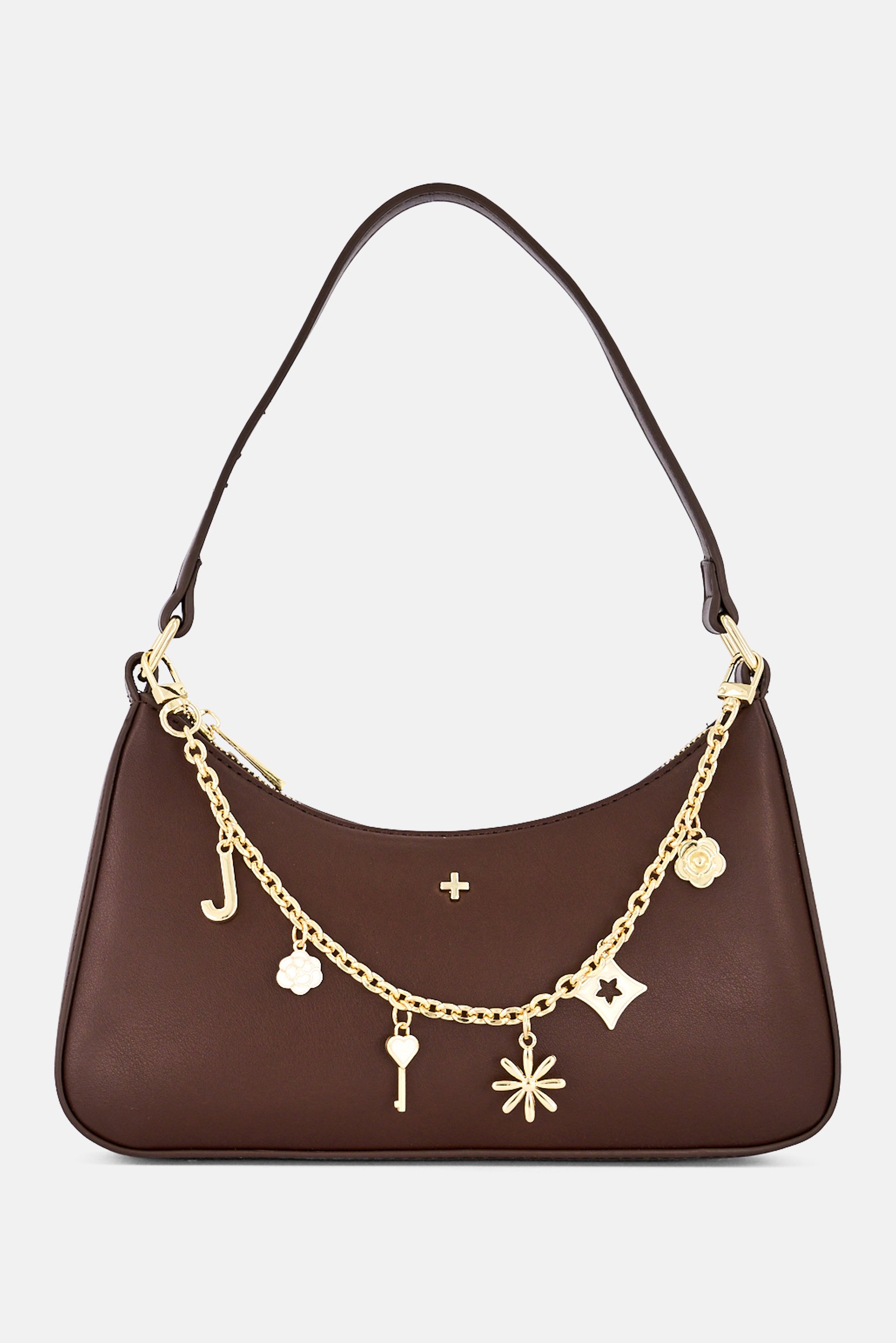 Women Brand Logo Shoulder Bag, Brown