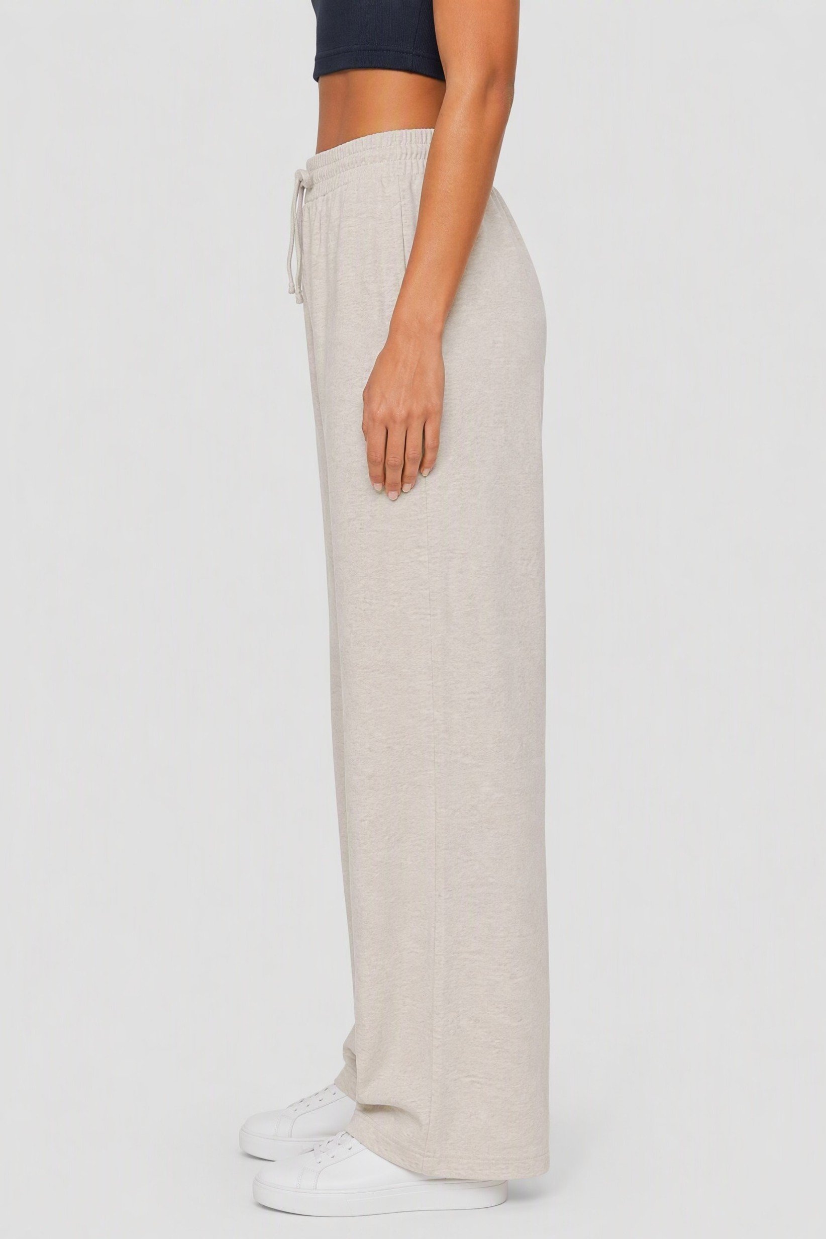 Women Relaxed Fit Heather Straight Leg Pants, Beige