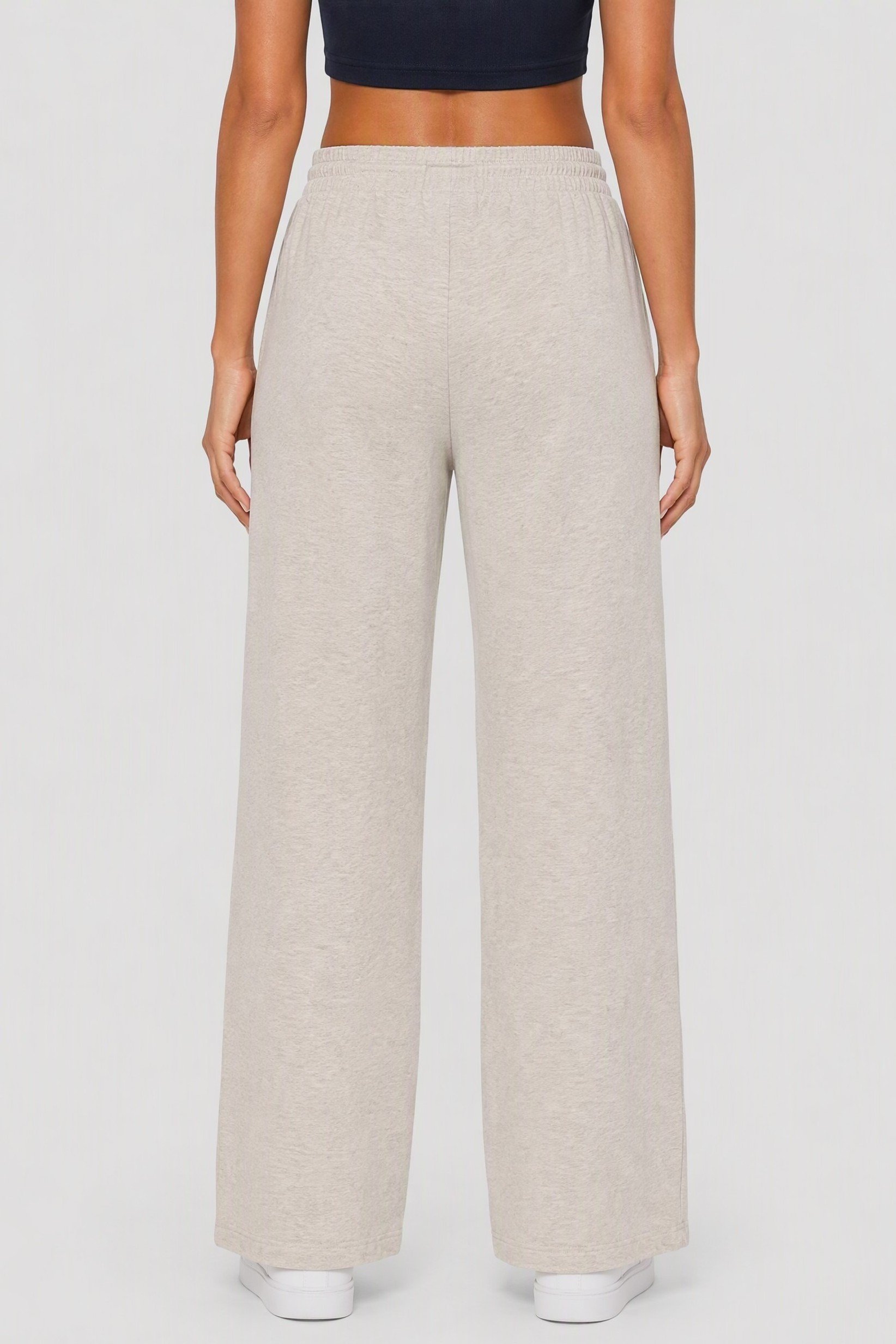 Women Relaxed Fit Heather Straight Leg Pants, Beige