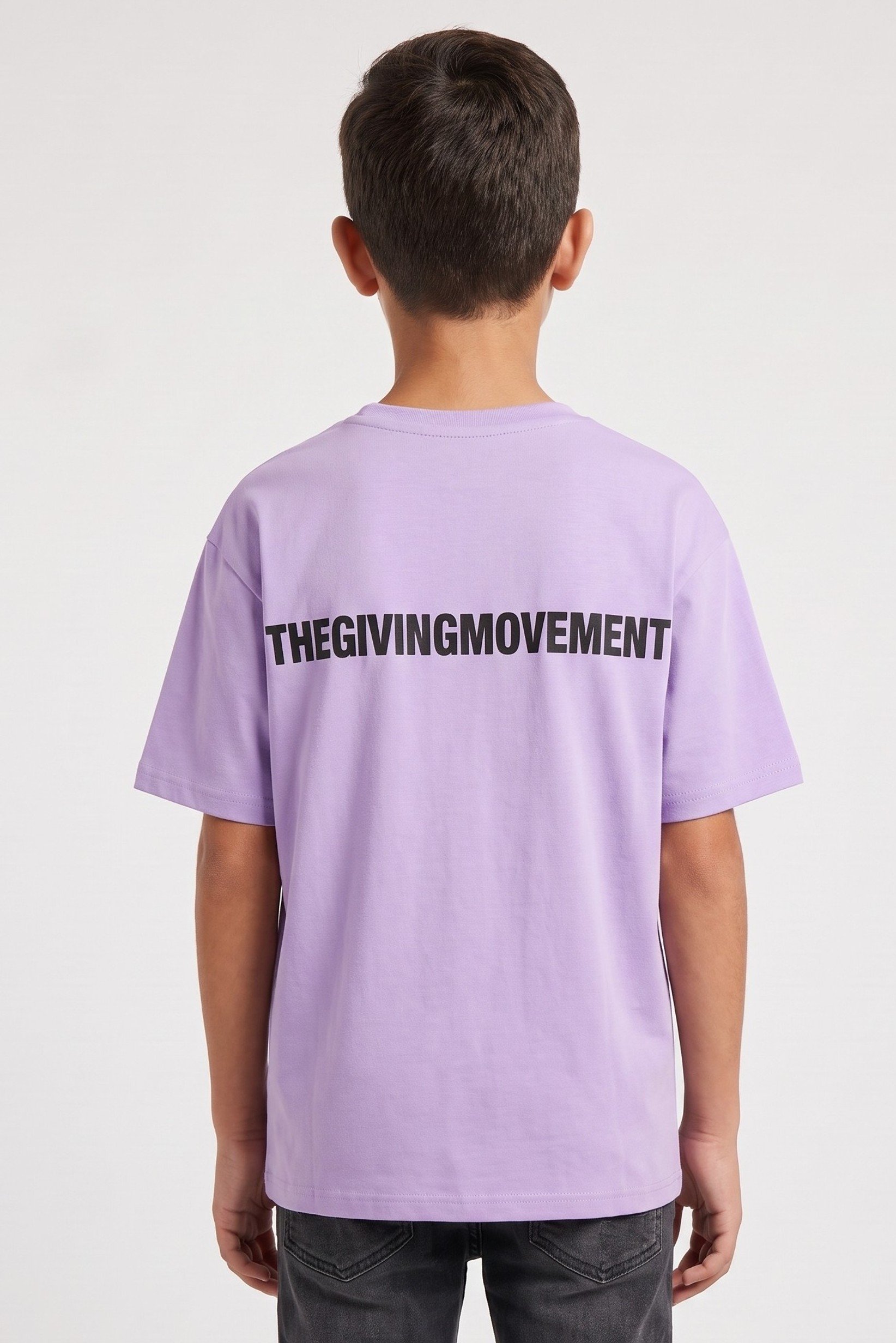 Kids Boy Crew Neck Short Sleeve Brand Logo T-Shirt, Lavender