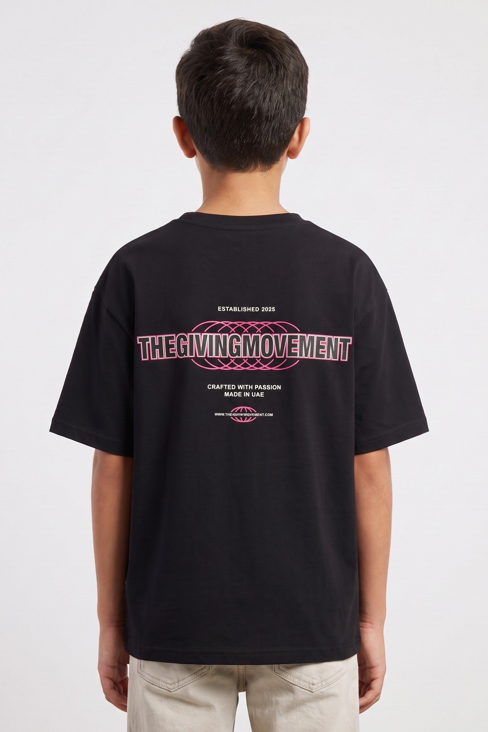 Kids Boy Oversized Brand Logo Short Sleeve T-Shirt, Black
