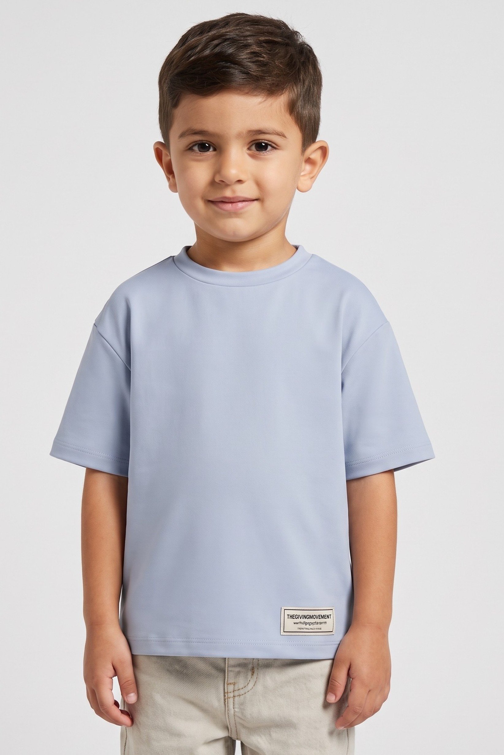 Toddlers Boy Crew Neck Short Sleeve Brand Logo T-Shirt, Light Blue