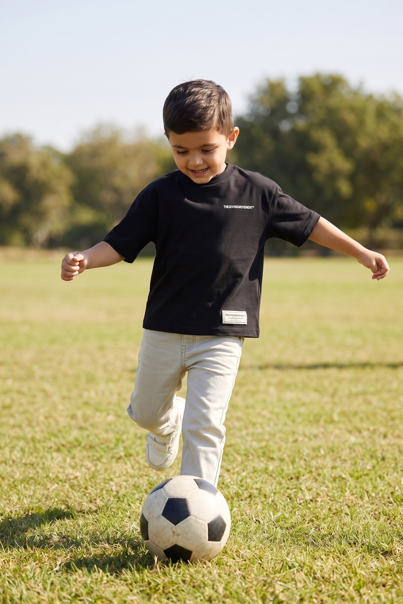 Toddlers Boy Oversized Brand Logo Short Sleeve T-Shirt, Black