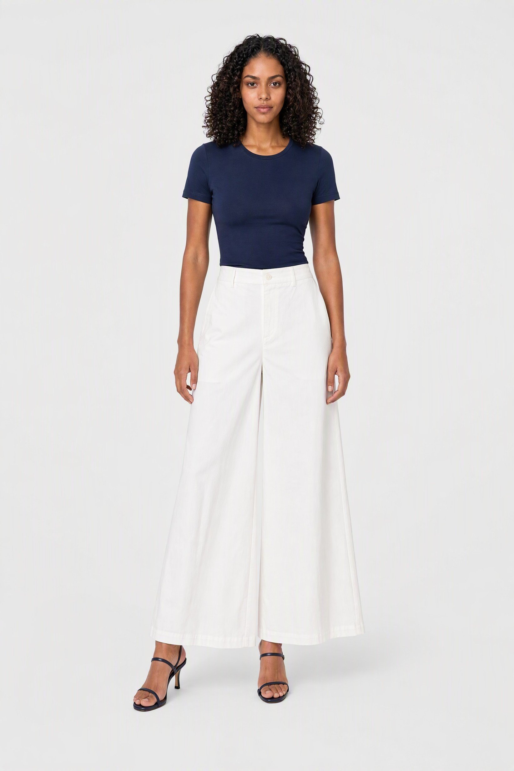 Women Regular Fit Solid Wide Leg Pants, Off White