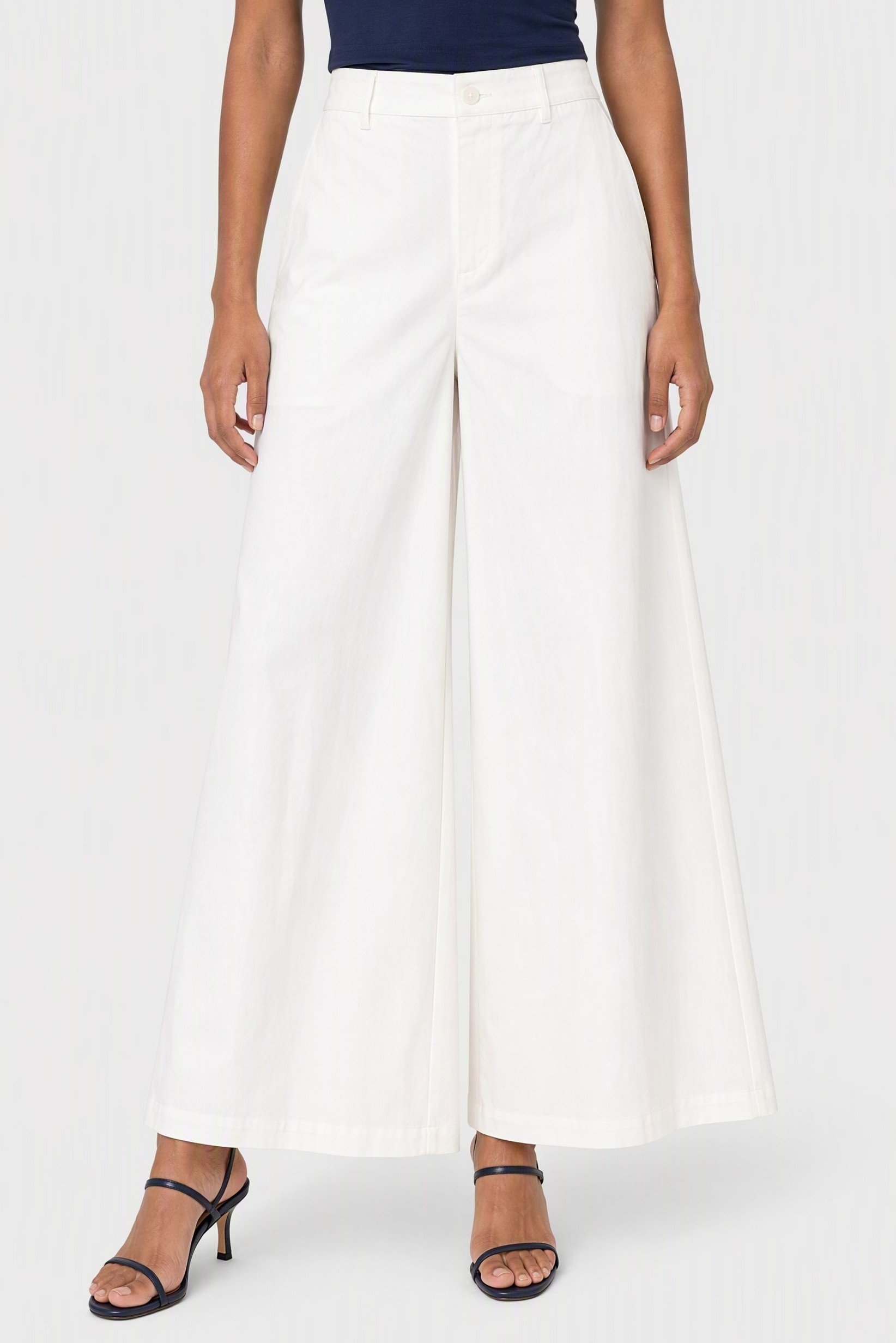 Women Regular Fit Solid Wide Leg Pants, Off White