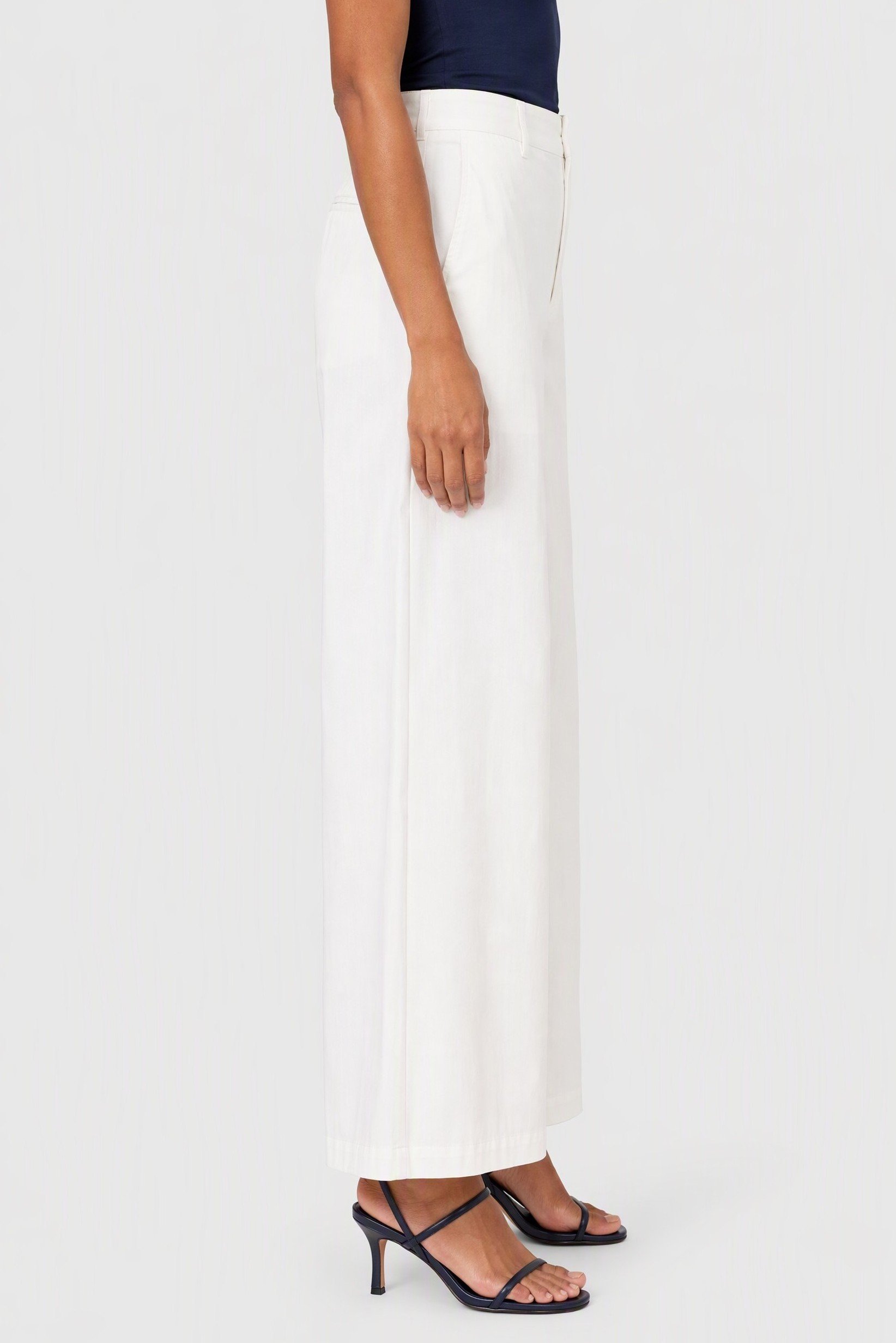 Women Regular Fit Solid Wide Leg Pants, Off White