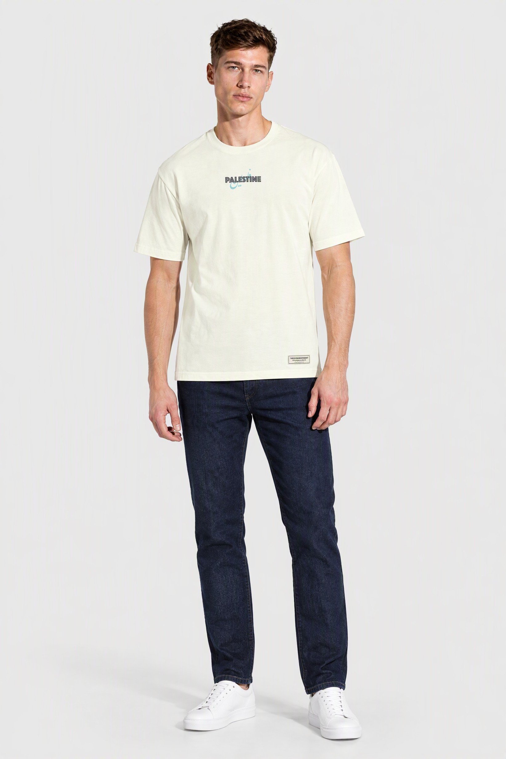Men Oversized Fit  Short Sleeve Graphic Print T-Shirt, Ivory