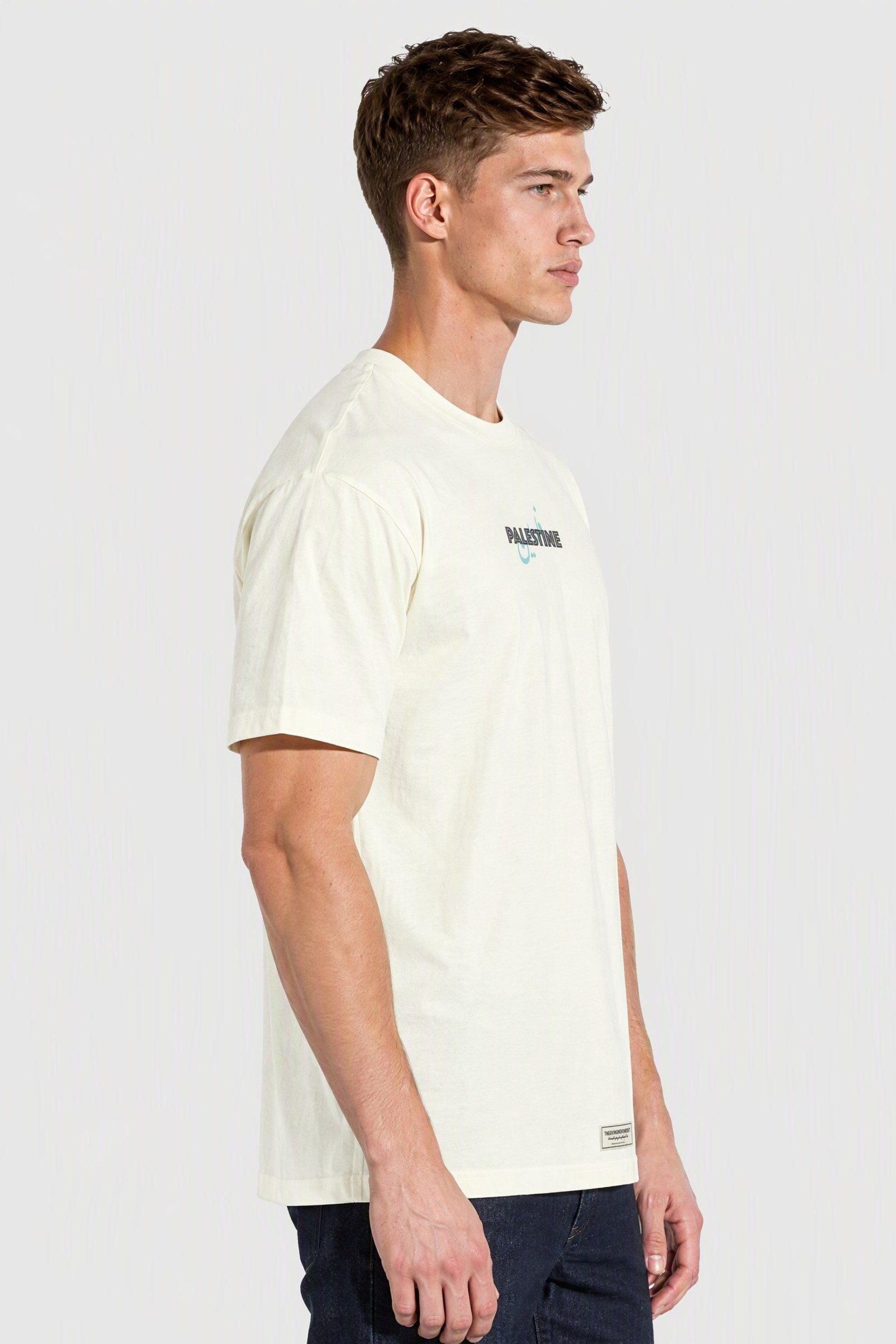 Men Oversized Fit  Short Sleeve Graphic Print T-Shirt, Ivory