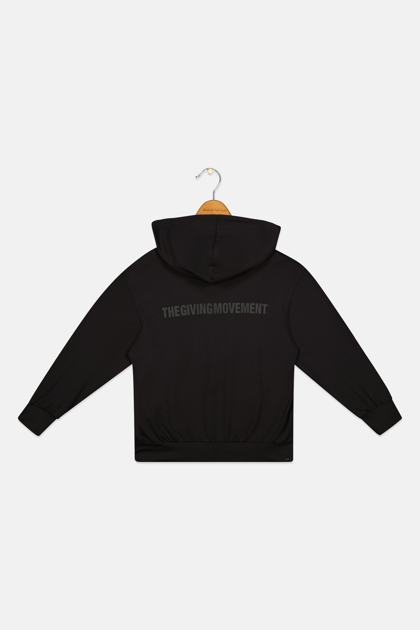 Kids Boy Brand Logo Long Sleeve Hoodie, Black