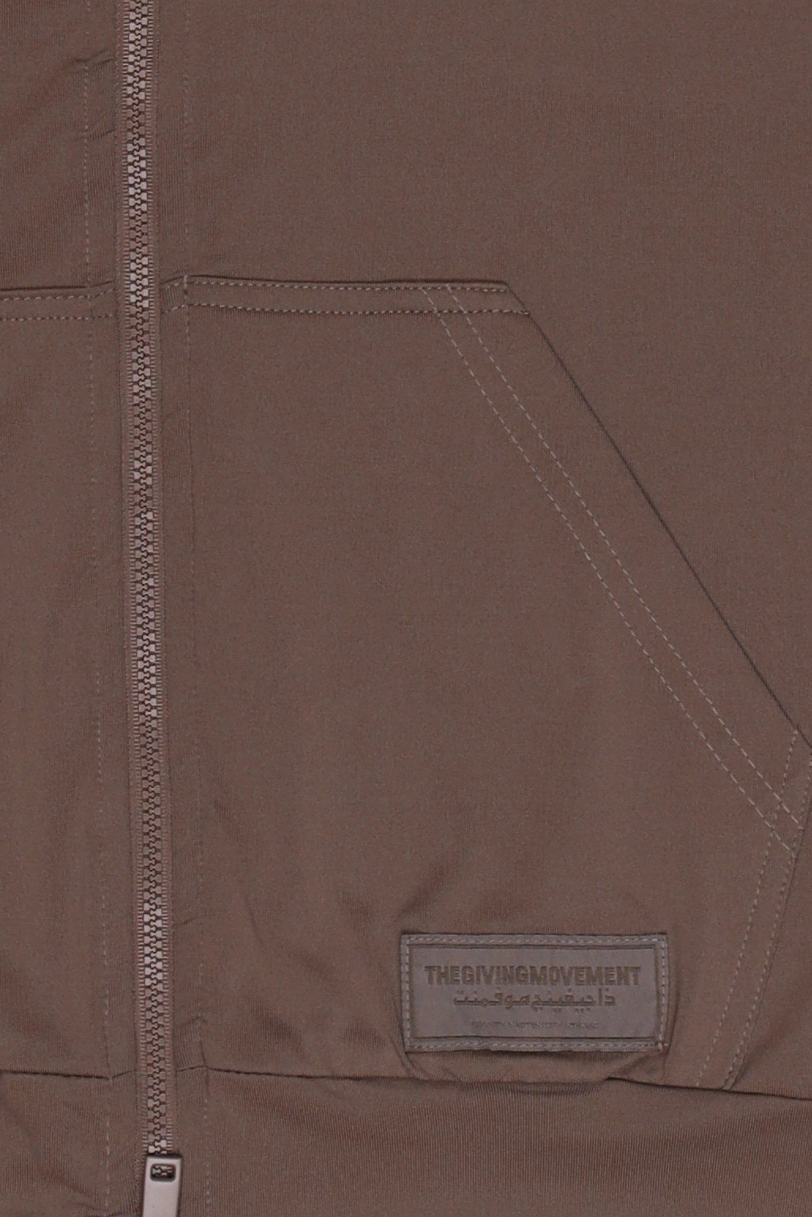Kids Boy Brand Logo Full Zip Hoodie, Taupe