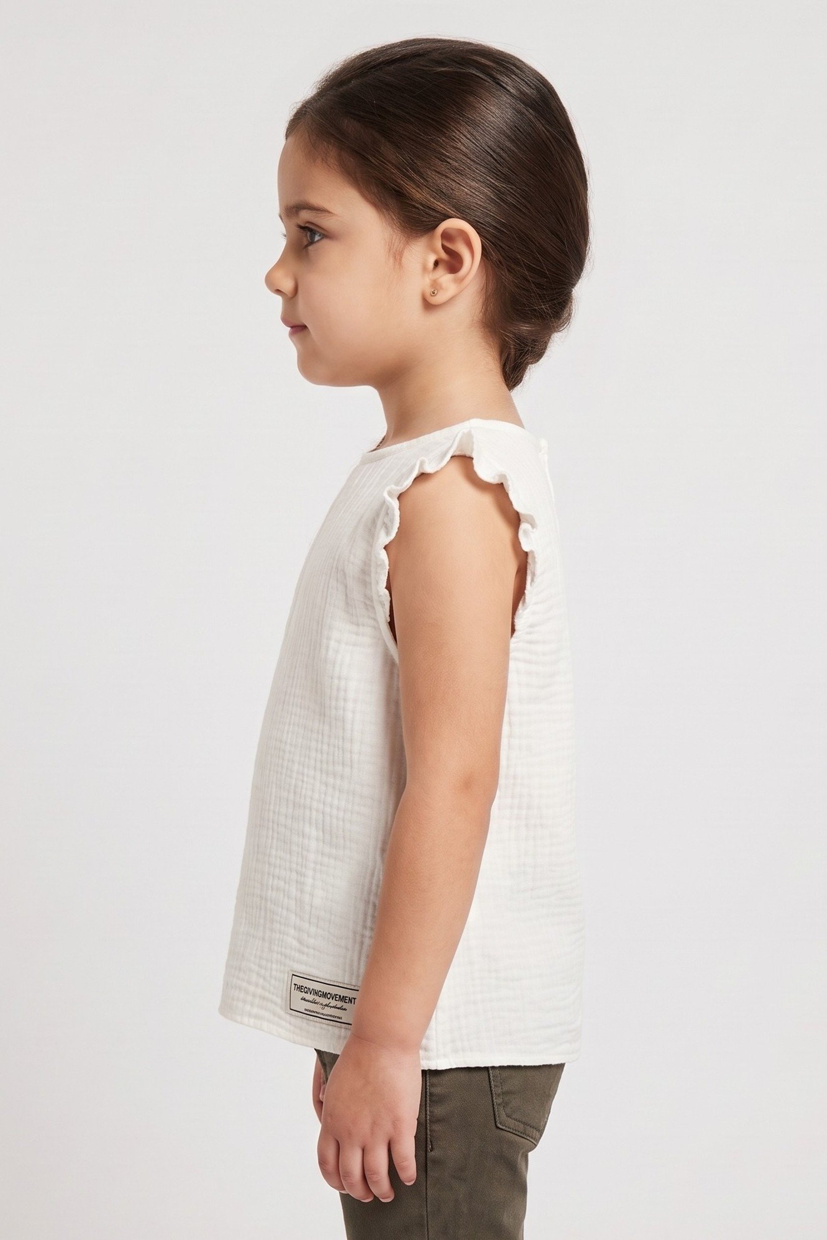 Toddlers Girl Textured Ruffle Sleeve Top, Ivory