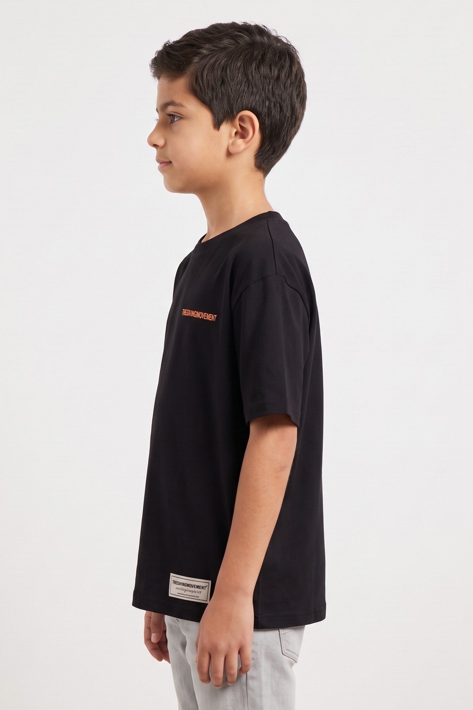 Kids Boy Crew Neck Brand Logo Short Sleeve T-Shirt, Black