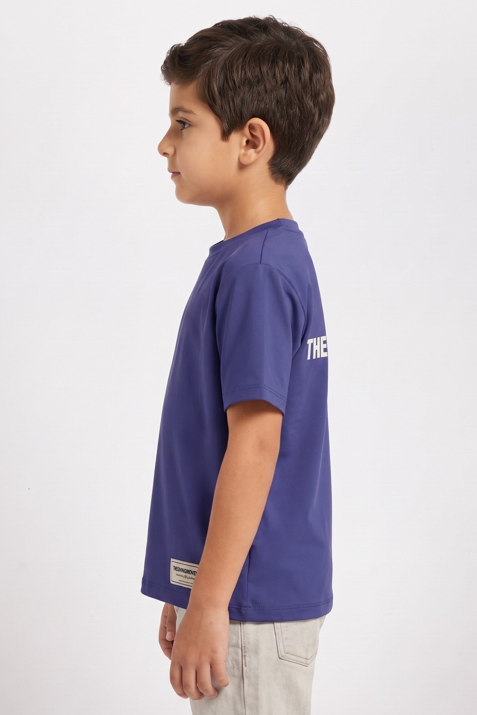 Kids Boy Crew Neck Short Sleeve Brand Logo T-shirt, Purple
