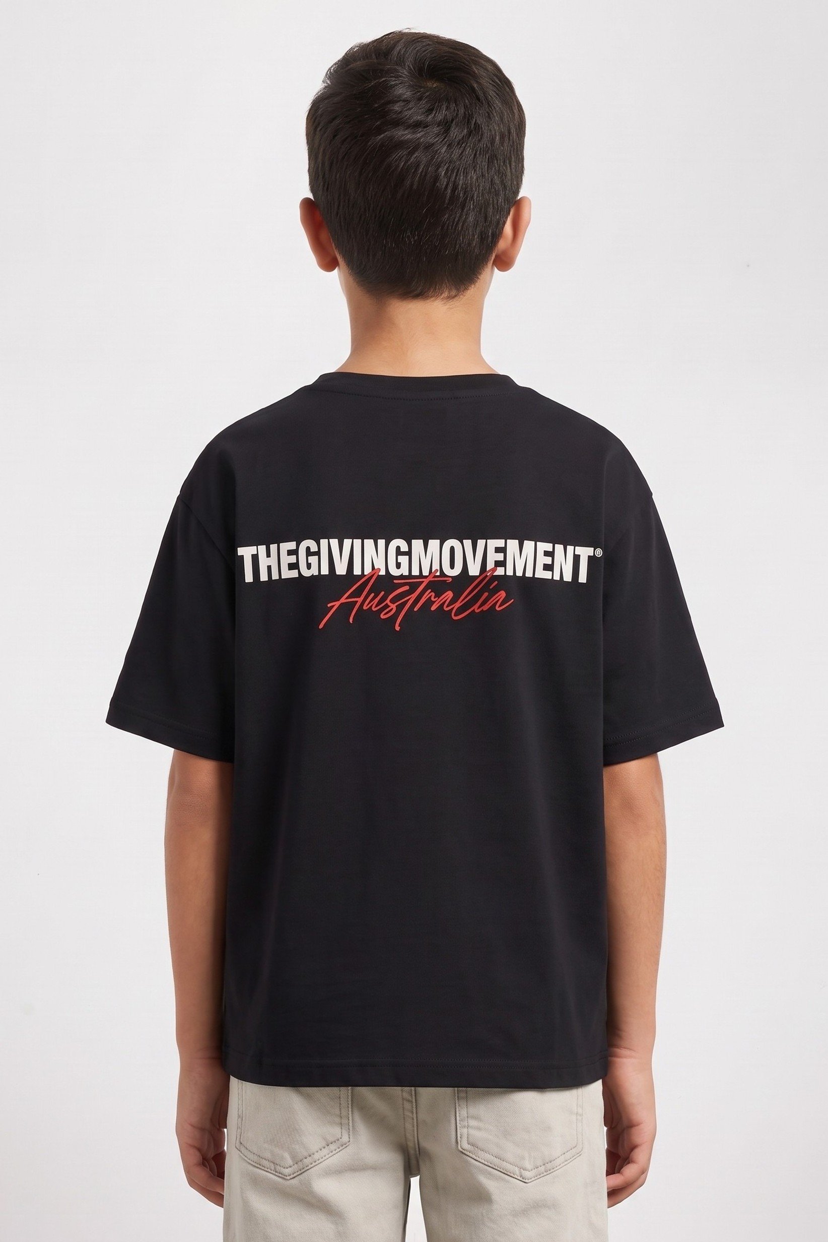 Kids Boy Oversized Brand Logo Short Sleeve T-Shirt, Black