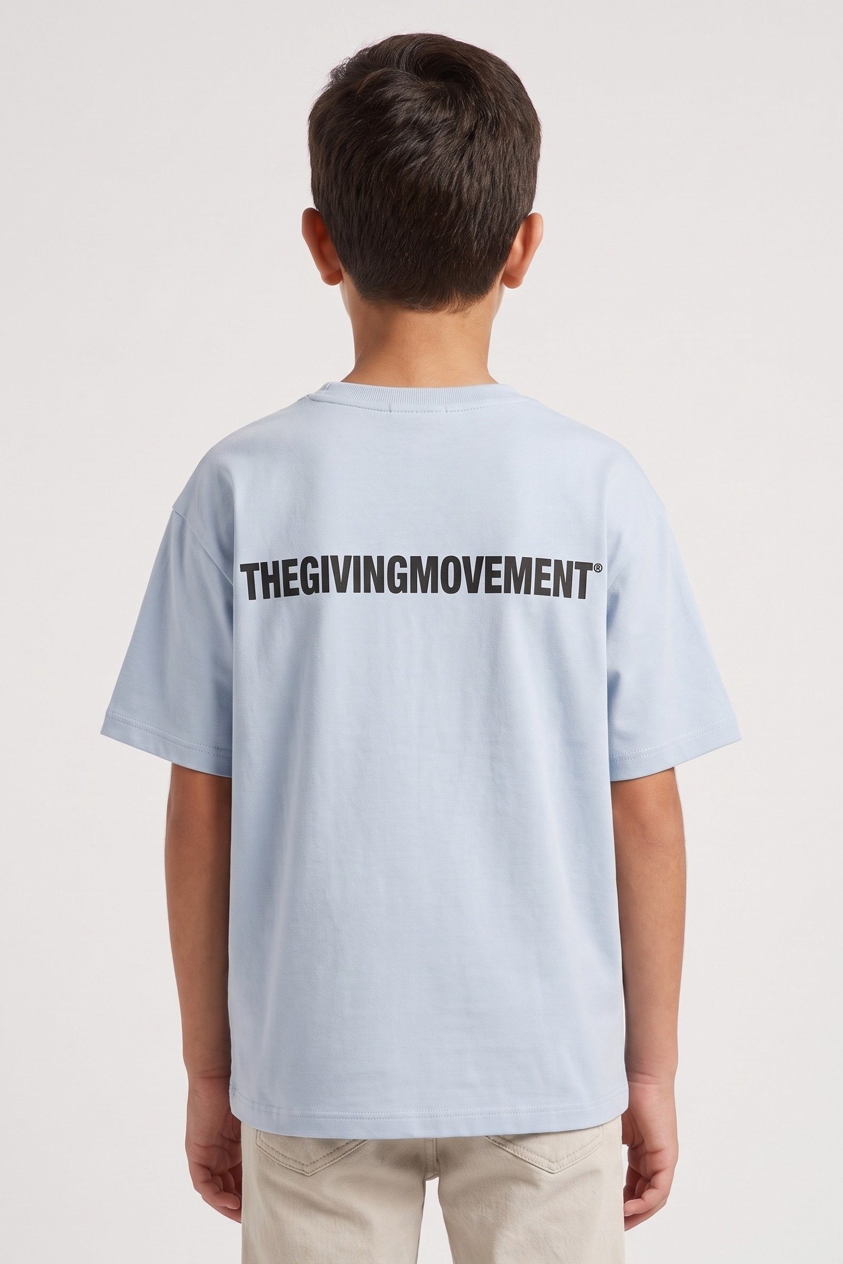 Kids Boy Crew Neck Short Sleeve Brand Logo T-shirt, Light Blue