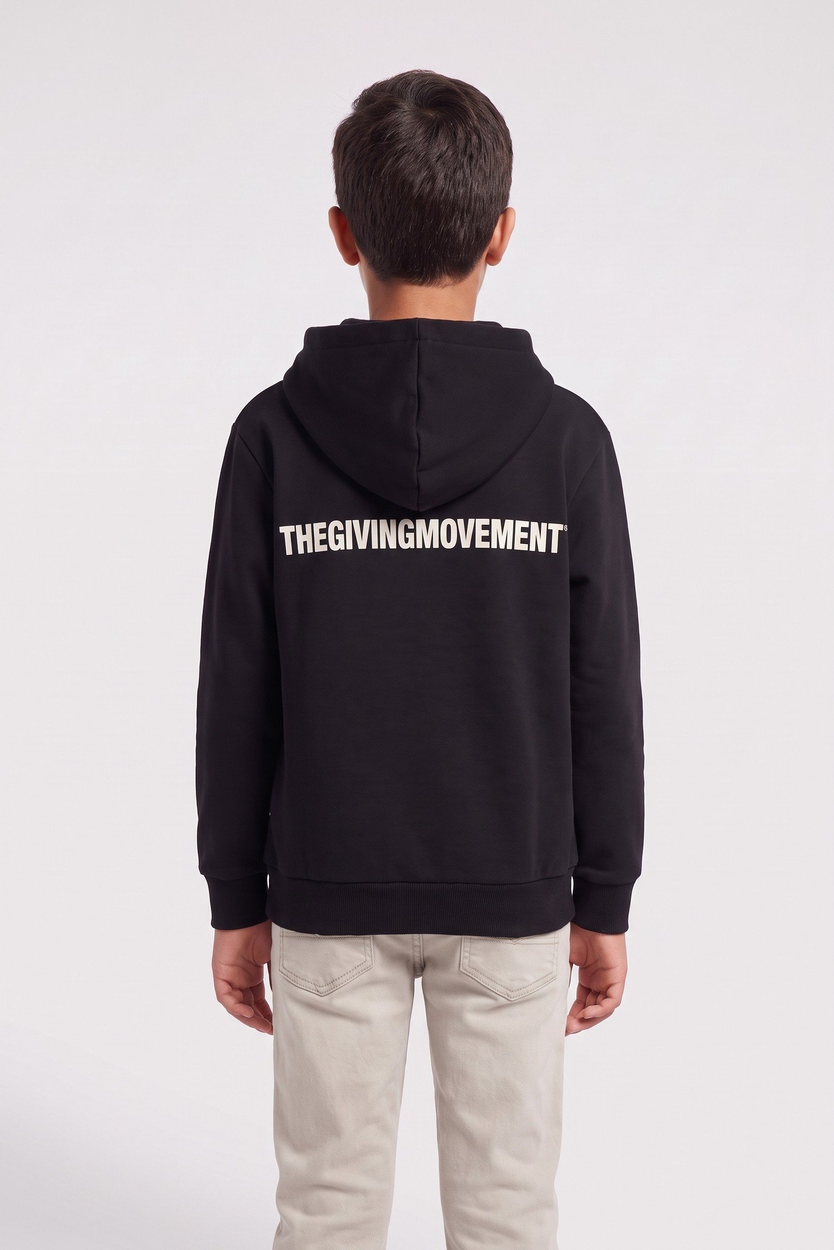 Kids Boy Oversized Brand Logo Long Sleeve Hoodie, Black