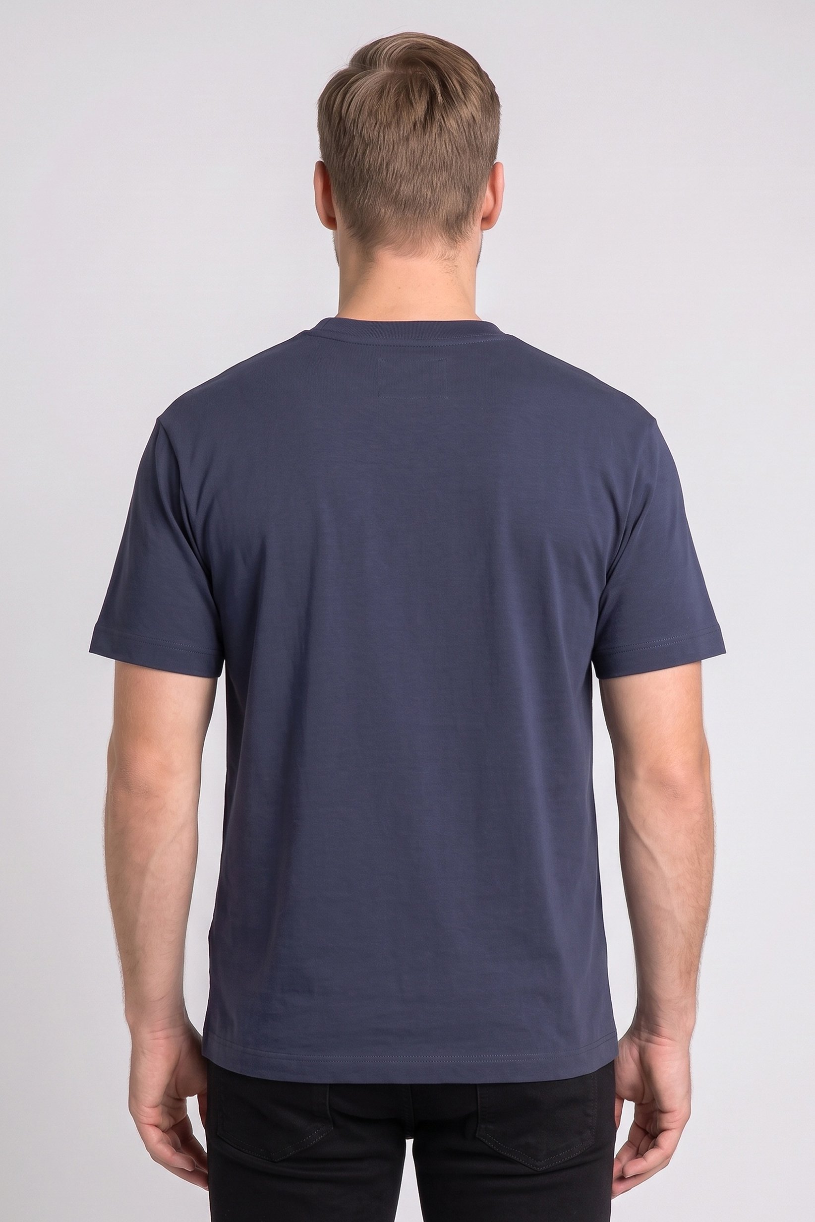 Men Crew Neck Short Sleeve Plain T-shirt, Navy Blue