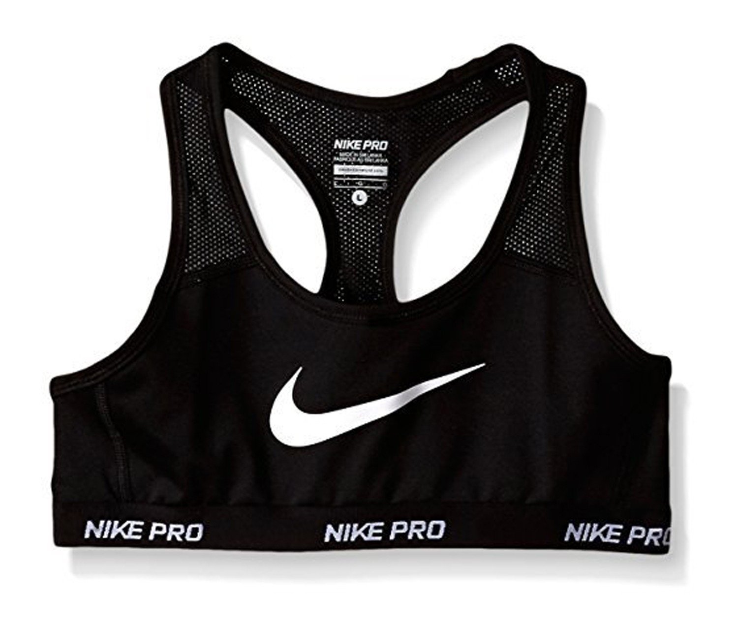 Girls Pro Hypercool Bra, Black and White