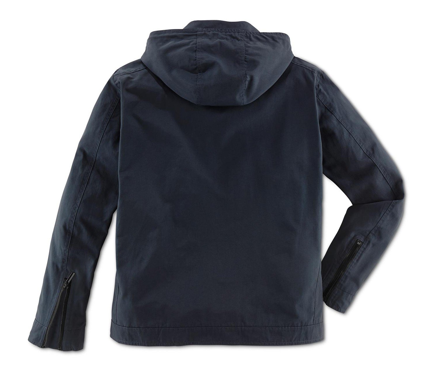 Men Plain Removable Hood Jacket Shirt, Navy Blue