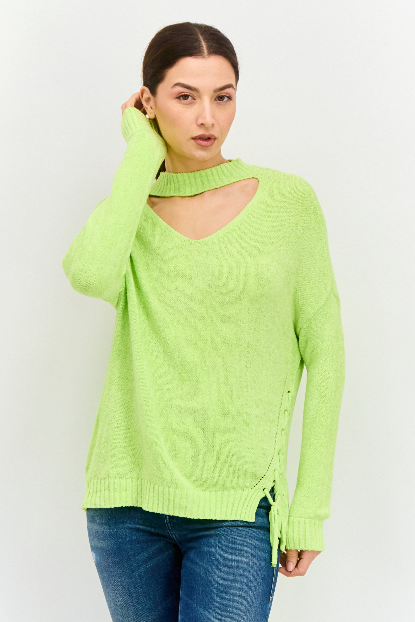 Key Hole Neck Knitted Sweater, image 2 of 5