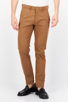 Men Slim Fit Solid Stretchable Chino Pants, Camel Brown