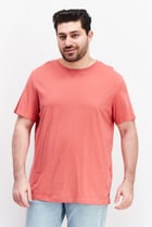 Men Crew Neck Short Sleeves Plain T-Shirt, Pink