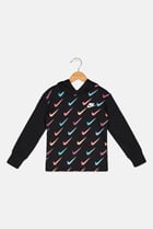 Kids Girl Brand Logo Fleece Hoodie, Black Combo