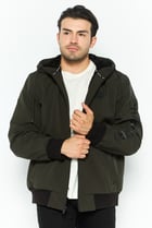 Men Brand Logo Hooded Parka Jacket, Olive